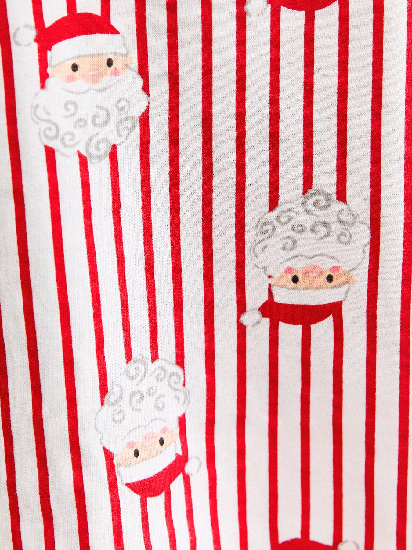  image of new-look-christmas-santa-print-striped-pyjama-set-red