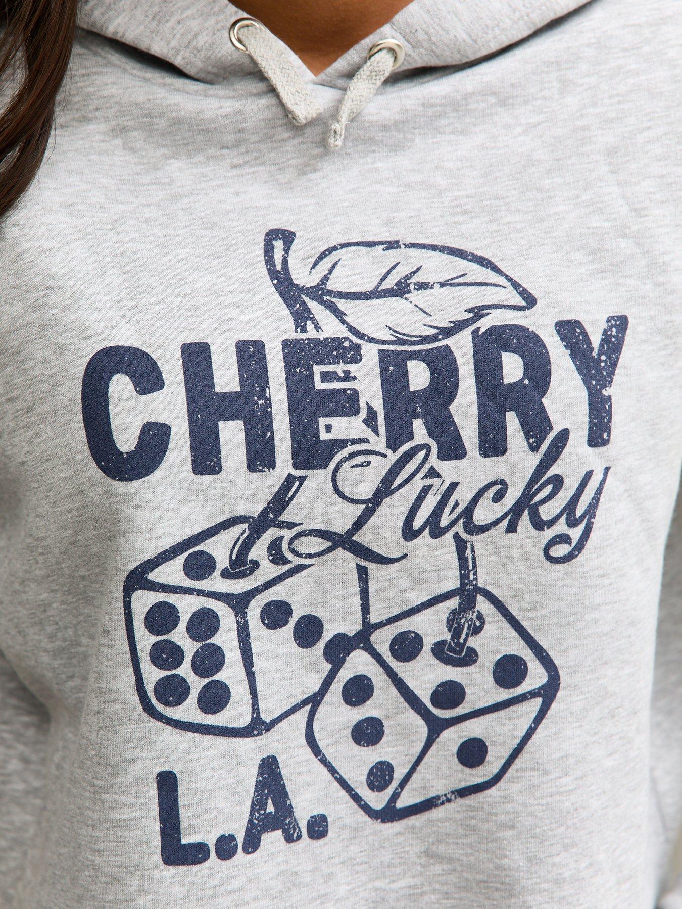  image of new-look-915-girls-lucky-dice-cropped-hoodie-dark-grey