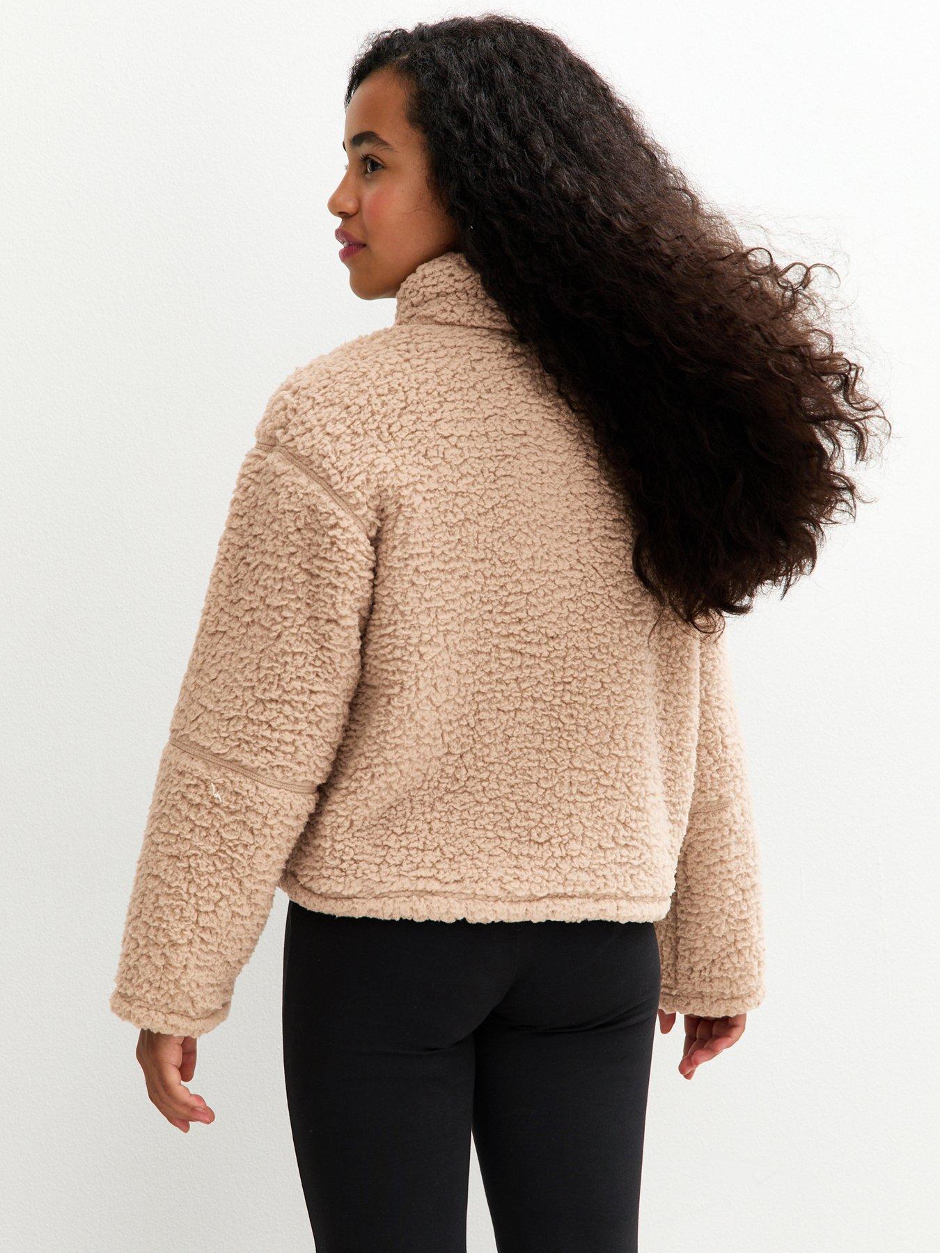 Image 2 of 5 of New Look 915 Girls Fluffy Texture Zip Up Fleece Jacket - Beige