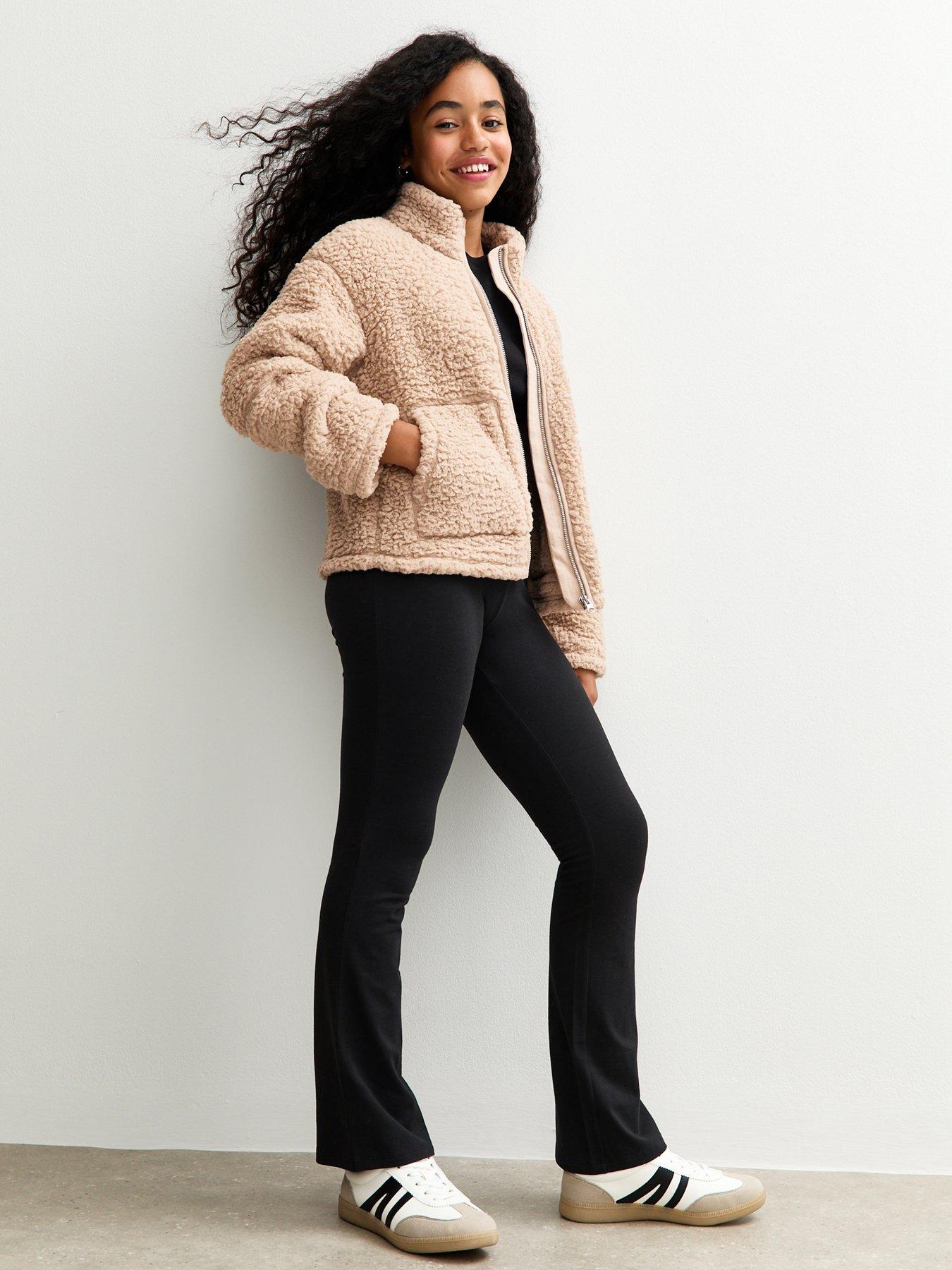 Image 3 of 5 of New Look 915 Girls Fluffy Texture Zip Up Fleece Jacket - Beige