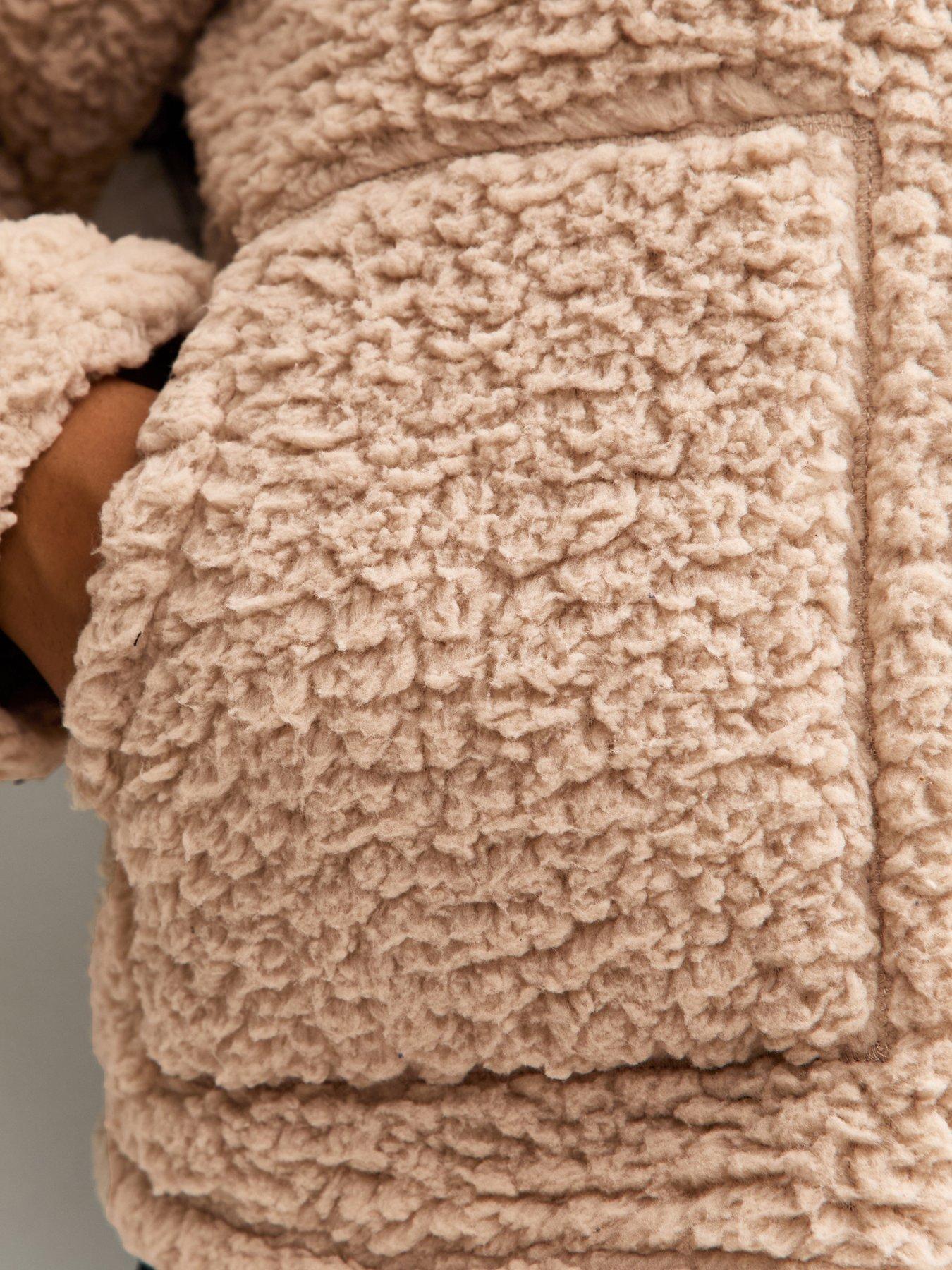 Image 5 of 5 of New Look 915 Girls Fluffy Texture Zip Up Fleece Jacket - Beige