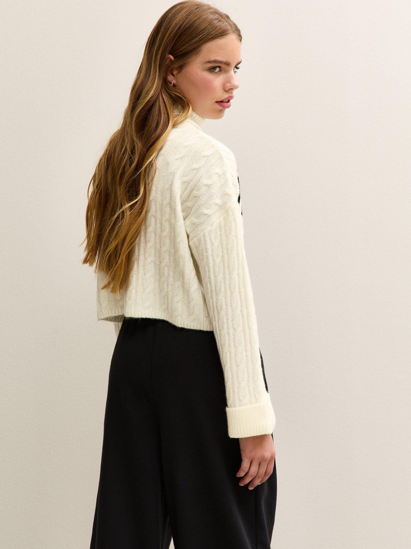 Image 2 of 5 of New Look 915 Girls Ski Logo Roll Neck Sweater - Cream