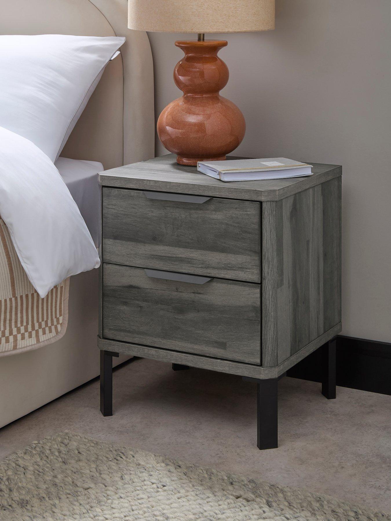 Very Home Harlem 2 Drawer Bedside Chest - Black Oak - FSC® Certified