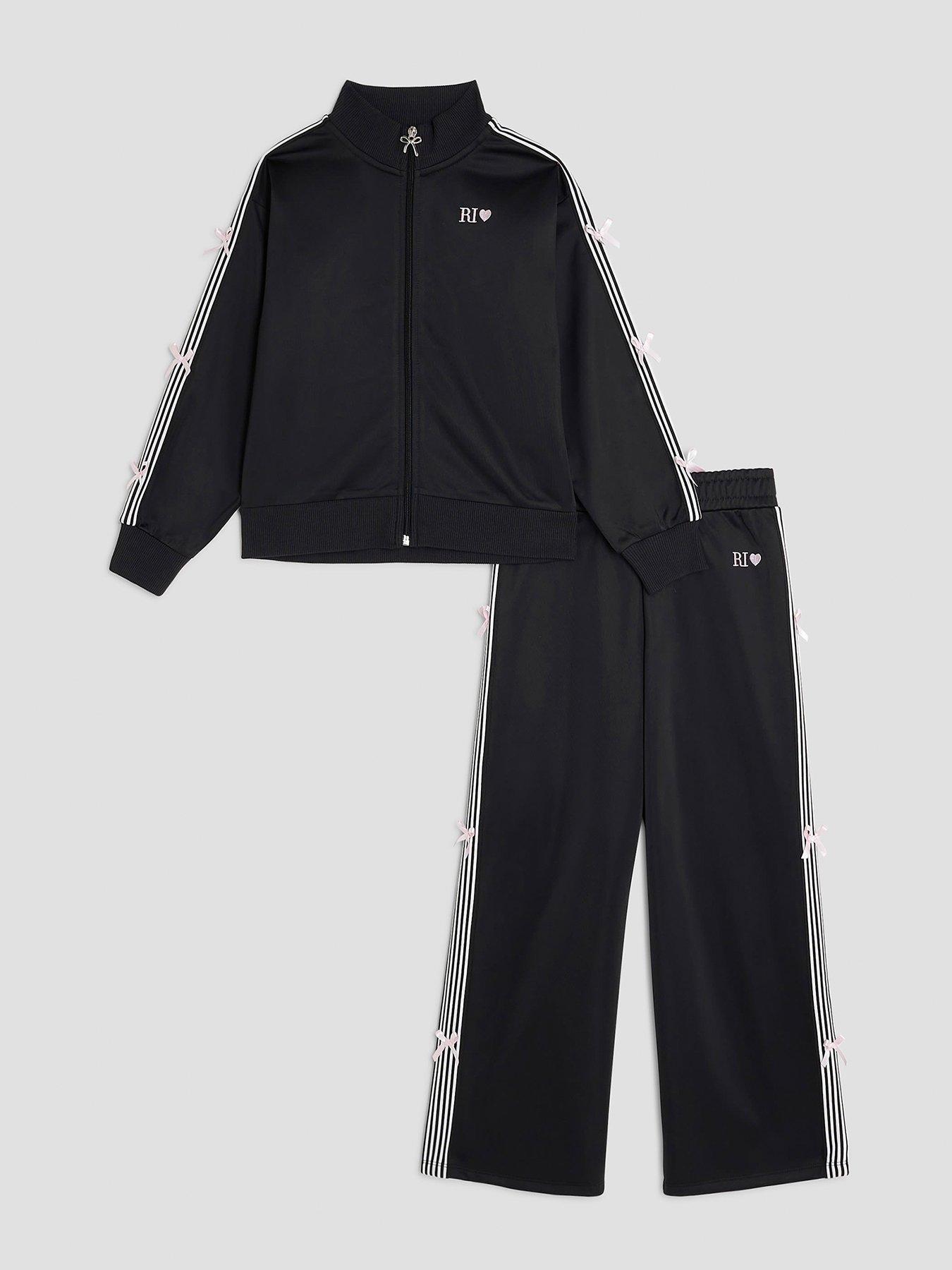 River Island Older Girls Bow Taped Tracksuit Set - Black