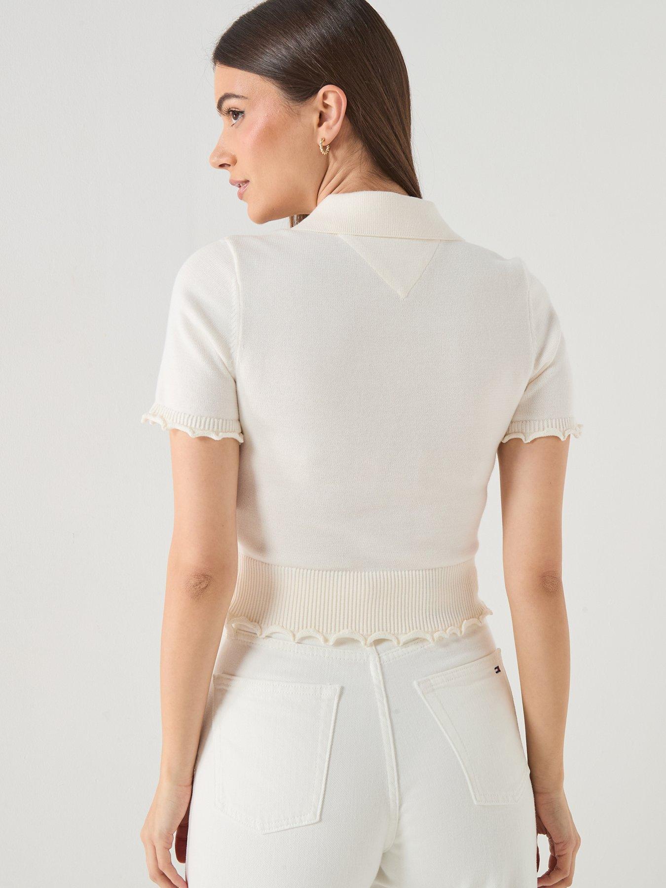Image 2 of 6 of Tommy Jeans Polo Sweater - White