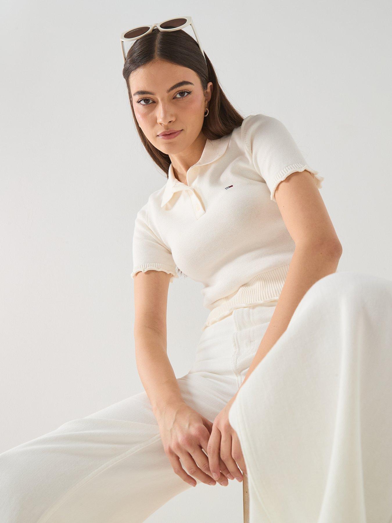 Image 3 of 6 of Tommy Jeans Polo Sweater - White