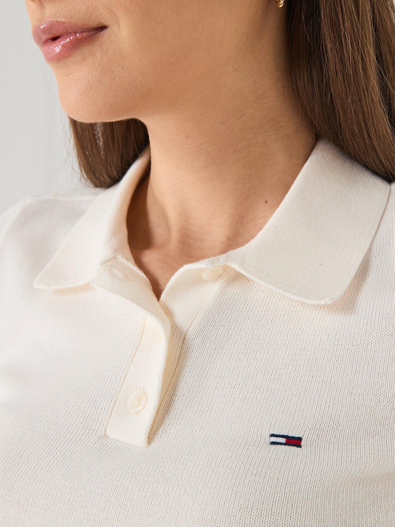 Image 4 of 6 of Tommy Jeans Polo Sweater - White