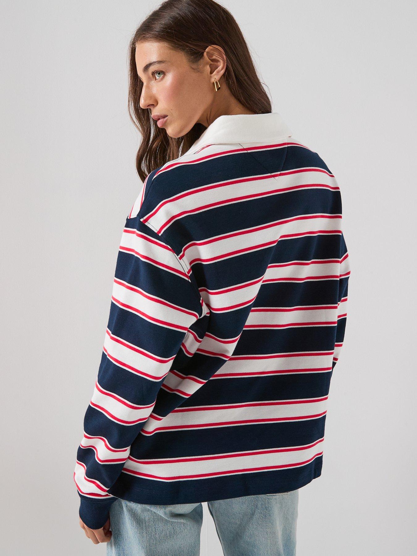 Image 2 of 6 of Tommy Jeans Stripe Rugby Top - Navy