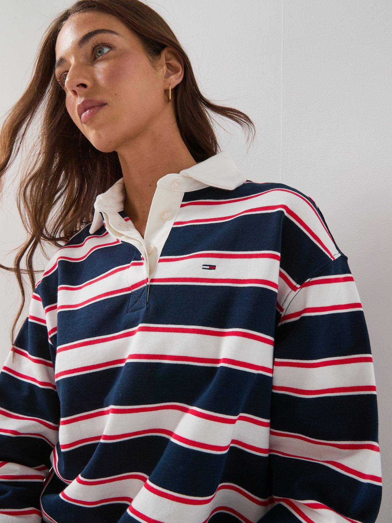 Image 4 of 6 of Tommy Jeans Stripe Rugby Top - Navy