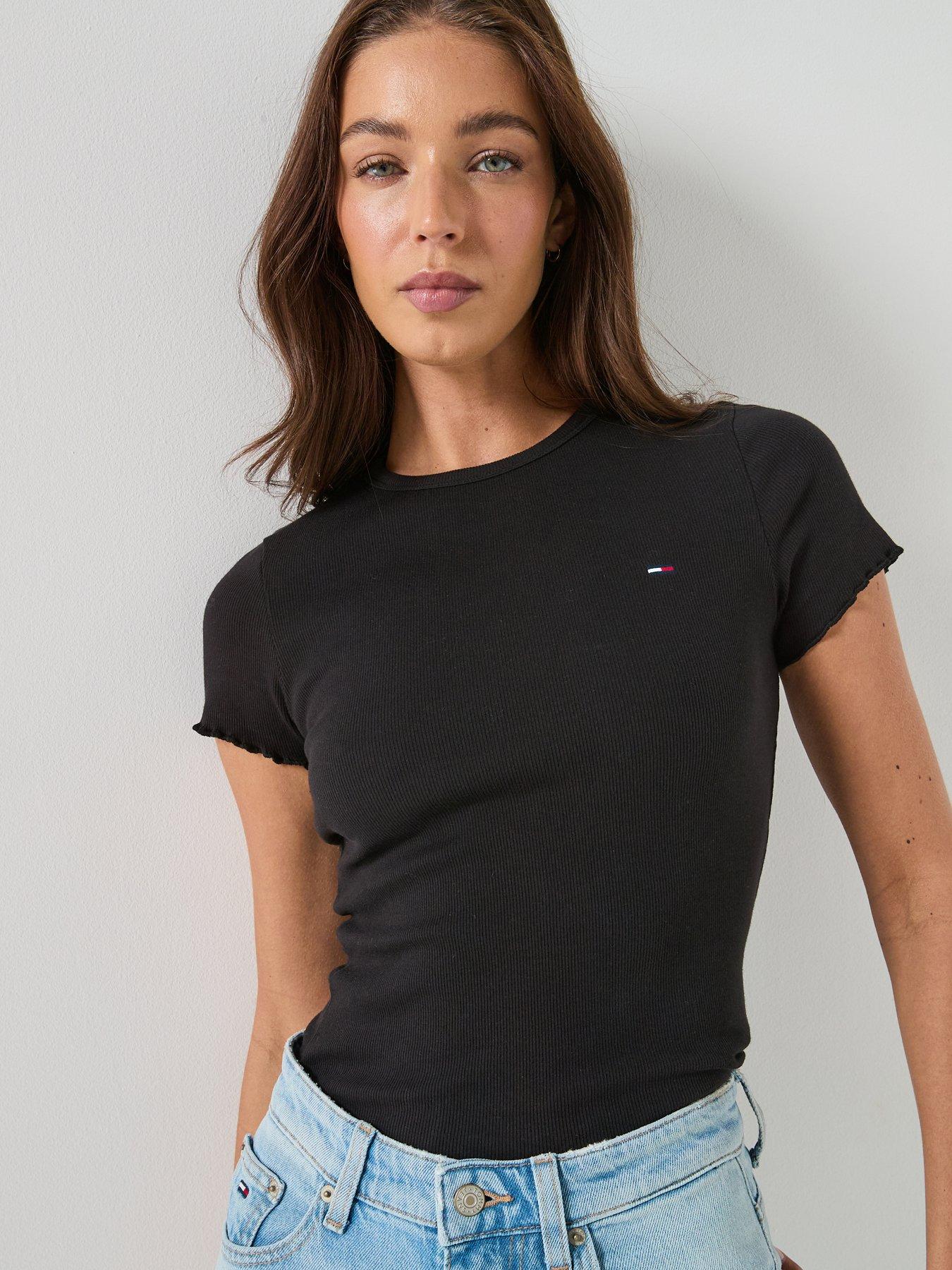 Image 1 of 6 of Tommy Jeans Short Sleeve Rib Top