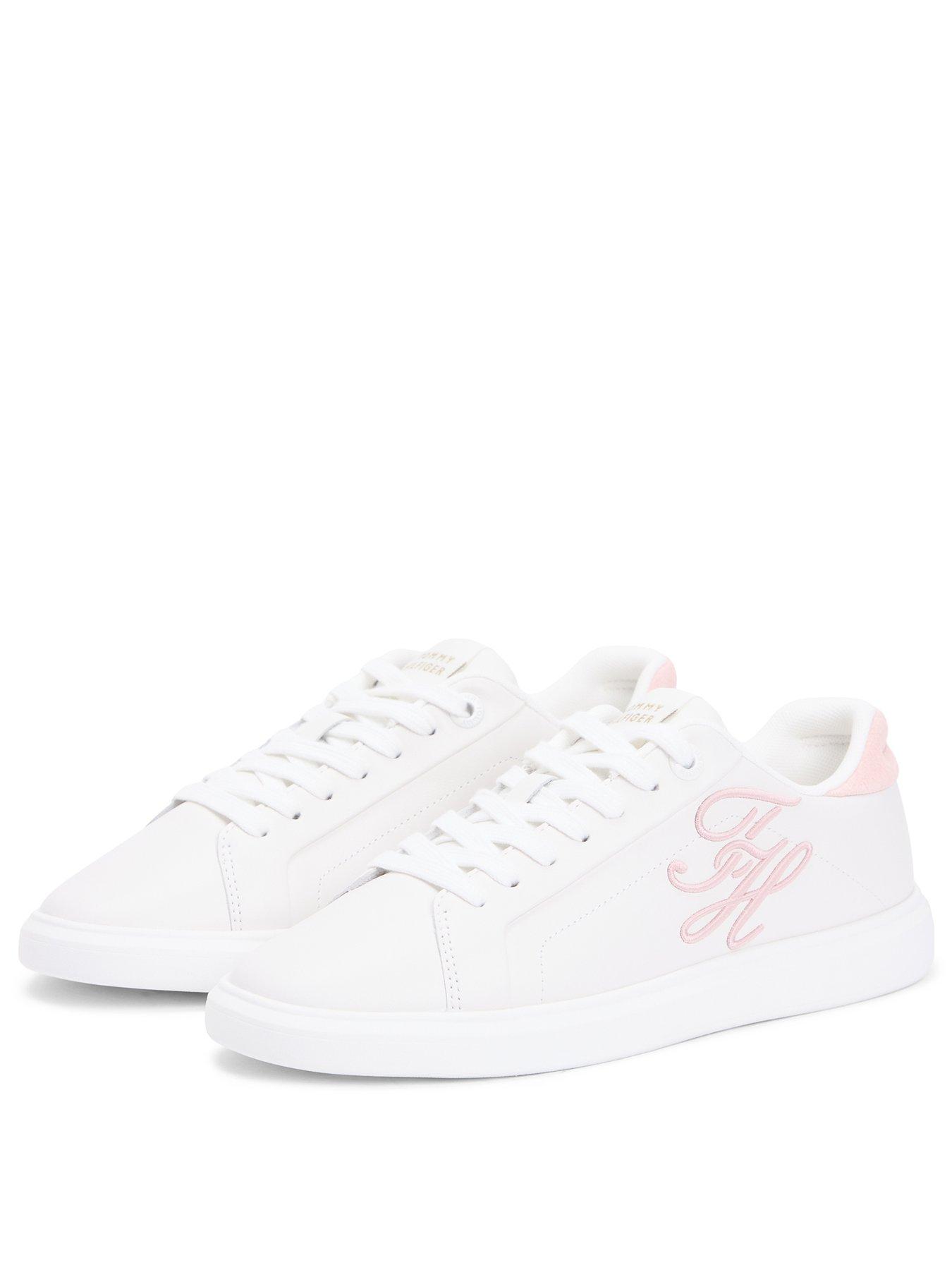  image of tommy-hilfiger-th-icon-court-script-trainers-pink