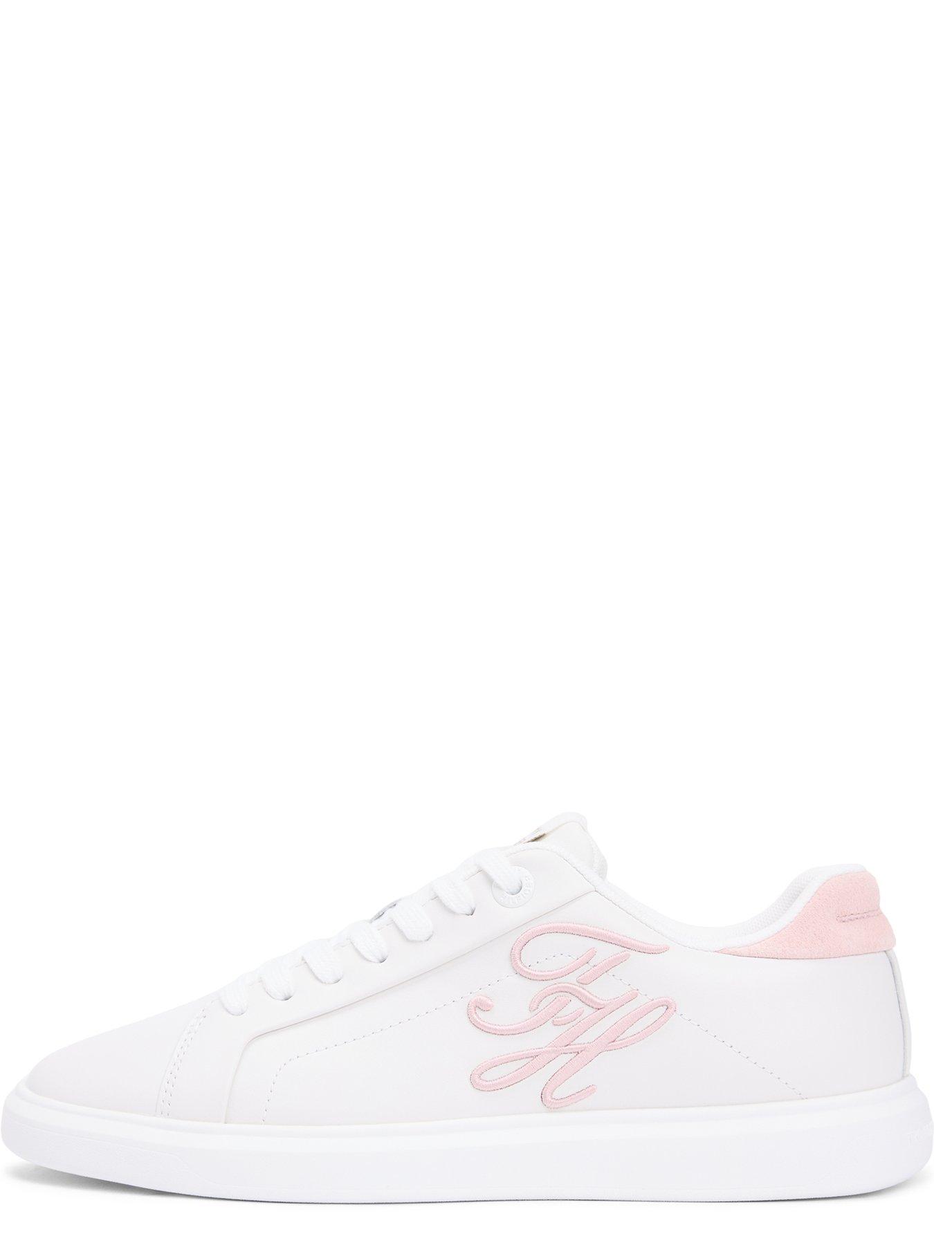  image of tommy-hilfiger-th-icon-court-script-trainers-pink