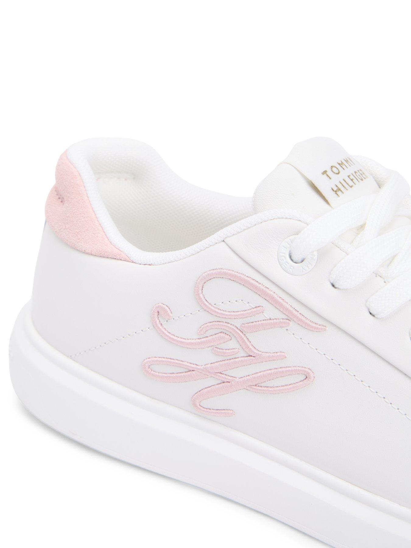  image of tommy-hilfiger-th-icon-court-script-trainers-pink