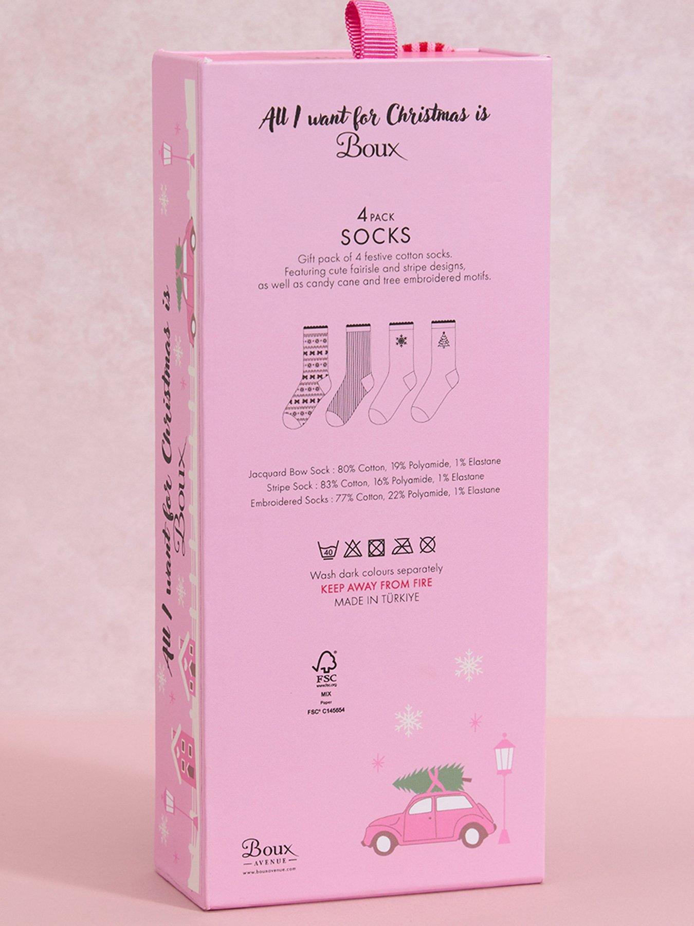  image of boux-avenue-4-pack-sock-christmas-gift-box-pink