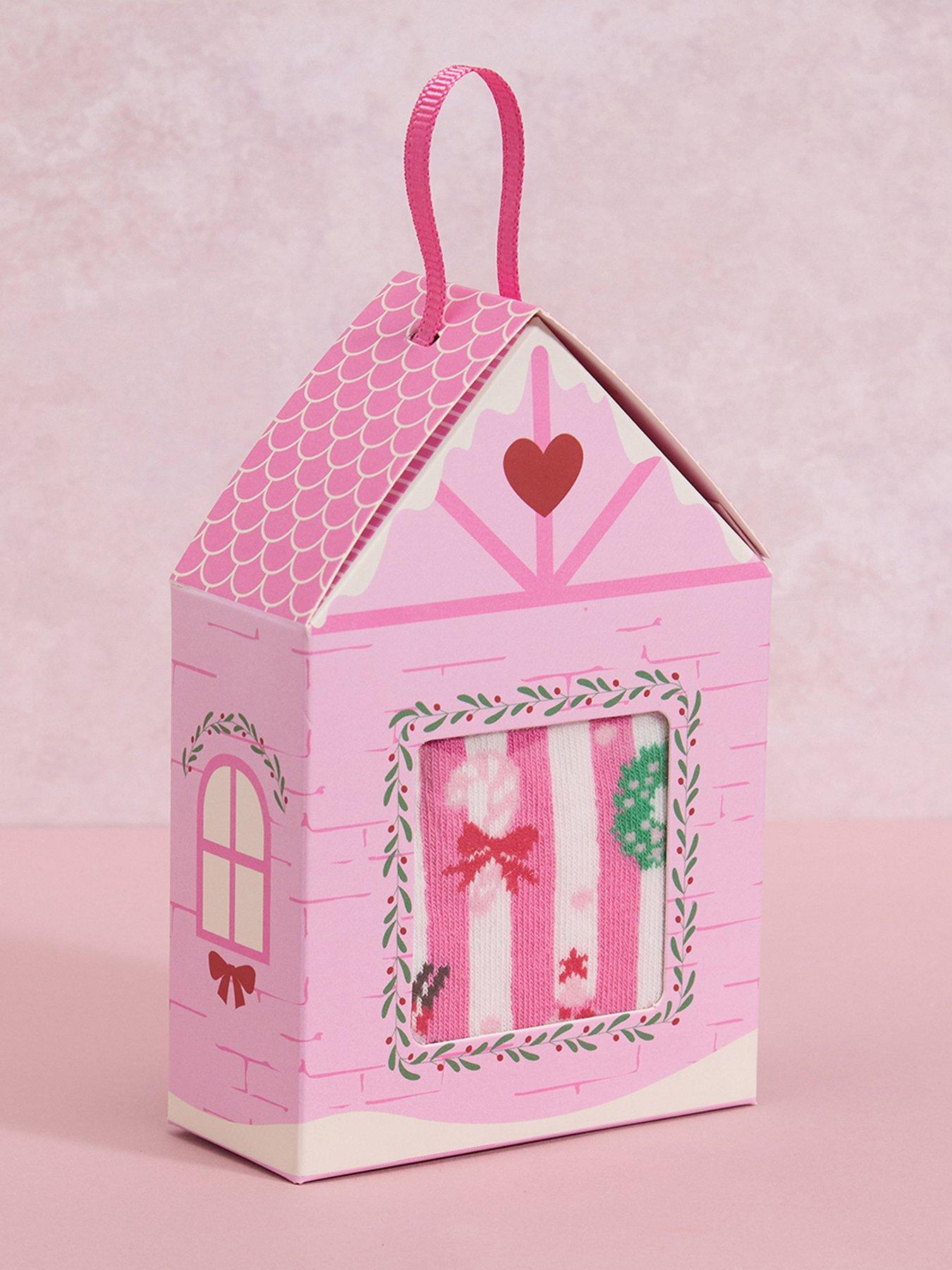  image of boux-avenue-christmas-scene-sock-gift-box-pink