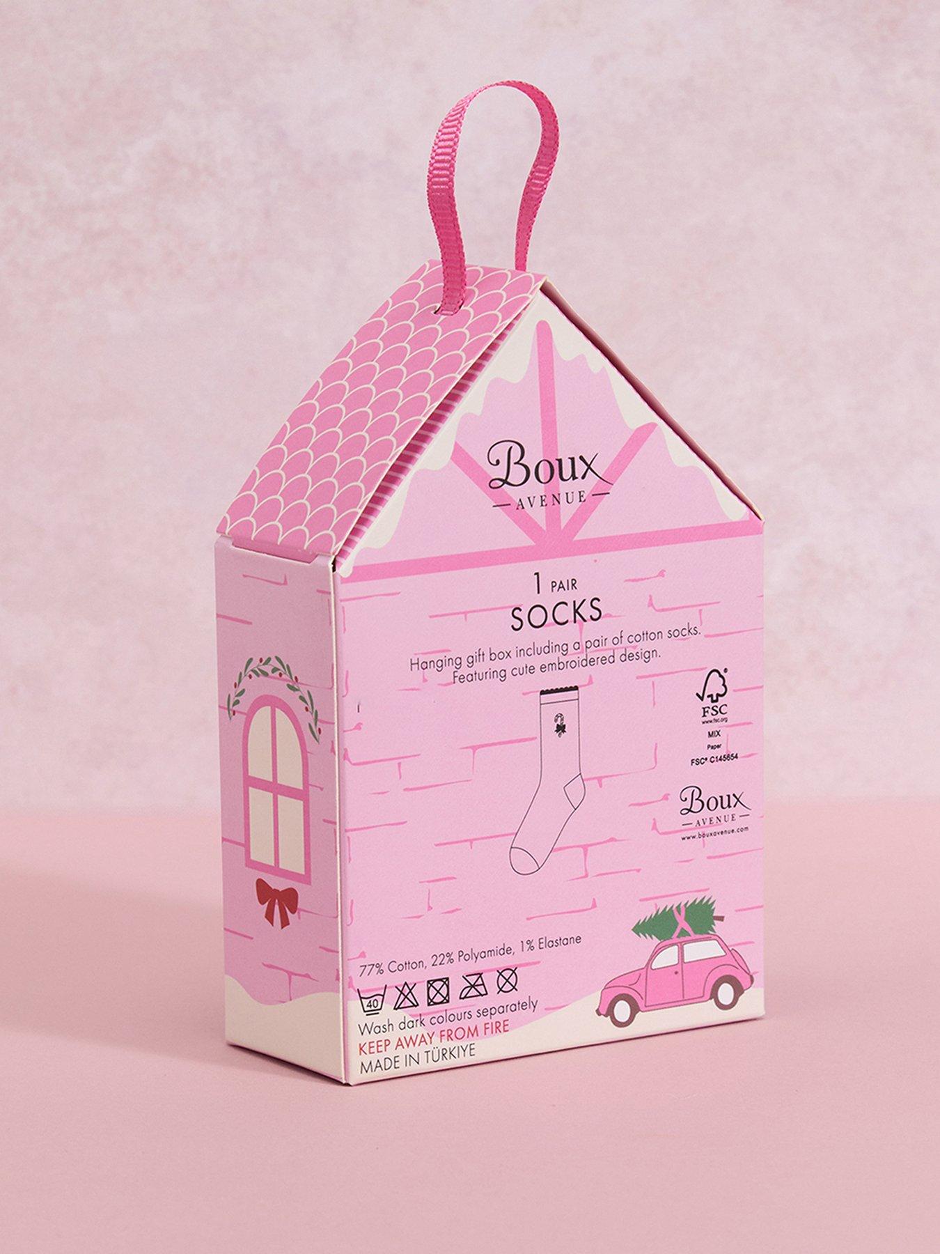  image of boux-avenue-candy-cane-sock-gift-box-powder-pink