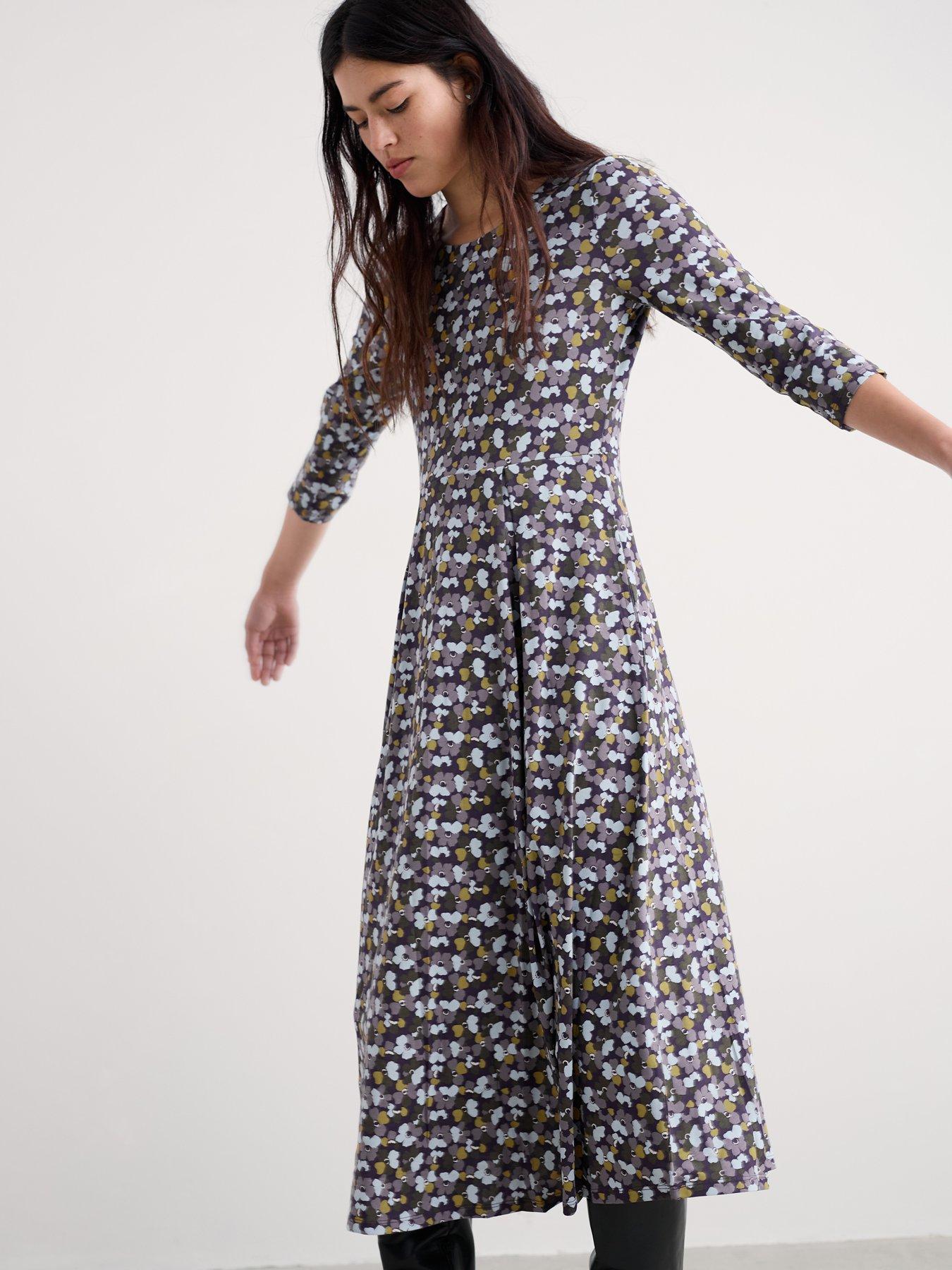Seasalt Cornwall 3/4 Sleeve Cotton Jersey Nancy Dress - Navy