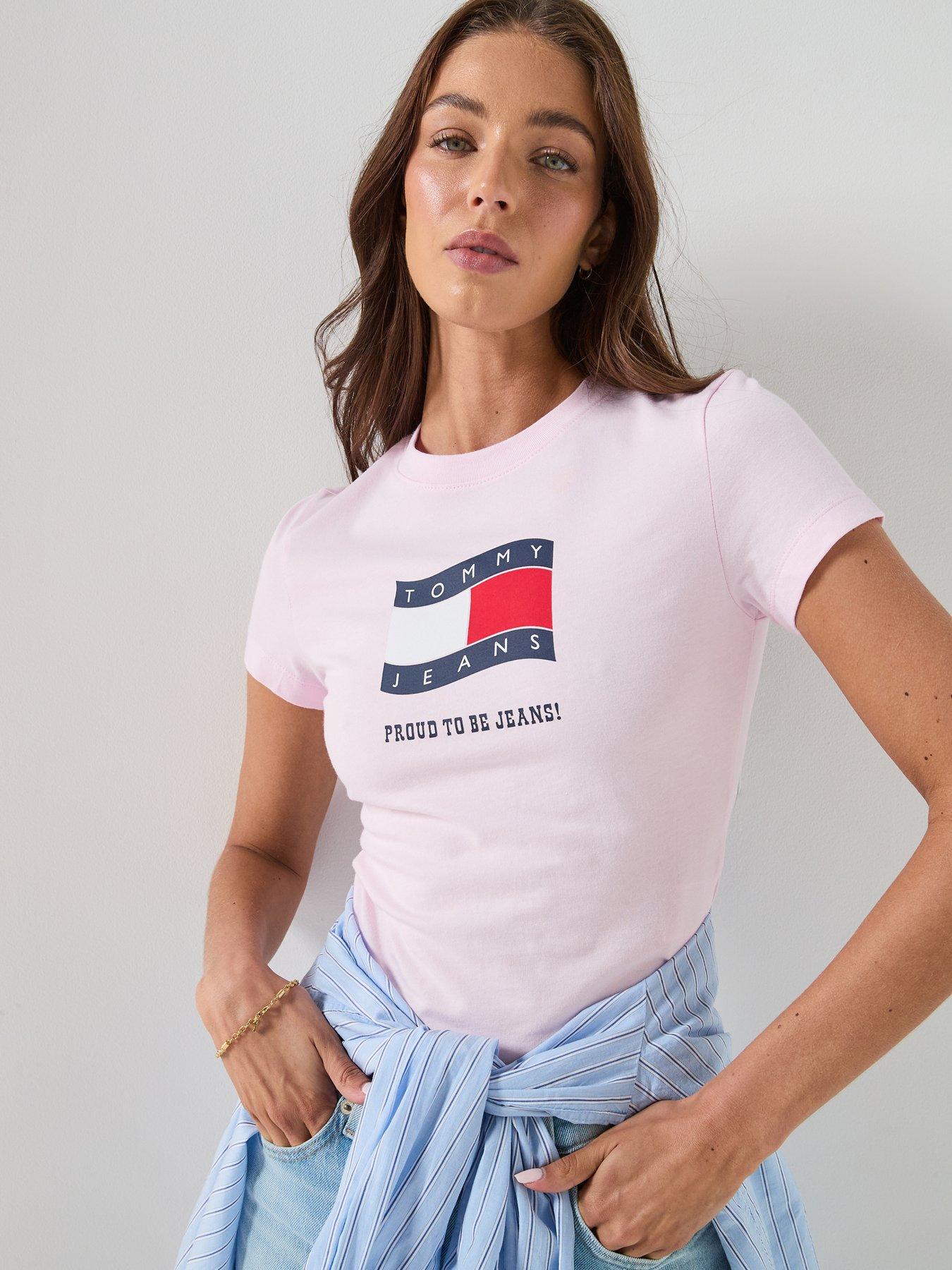 Tommy Jeans Slim Fit Flag T-shirt - Pink