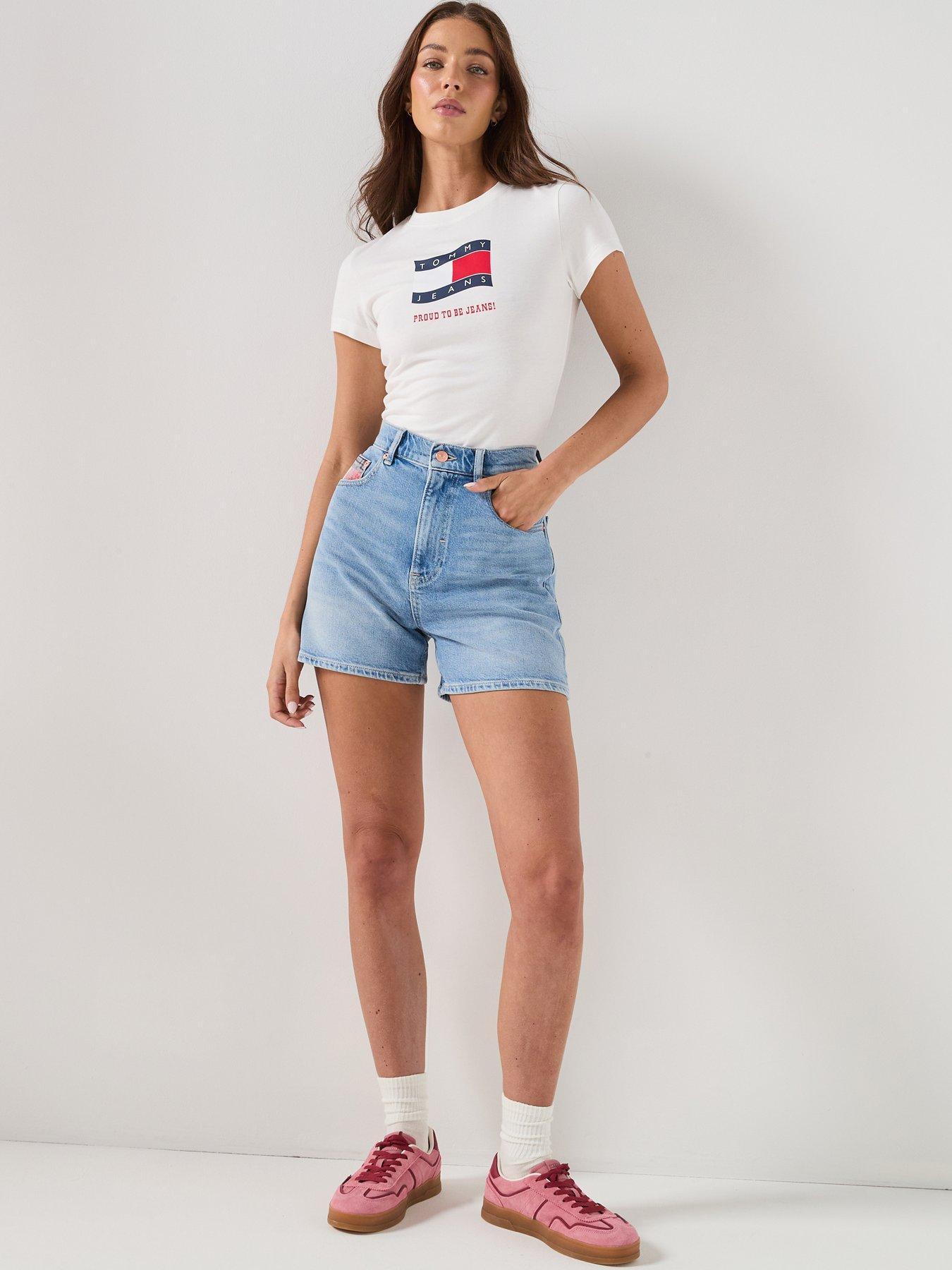 Image 5 of 6 of Tommy Jeans Slim Fit Flag T-shirt - White