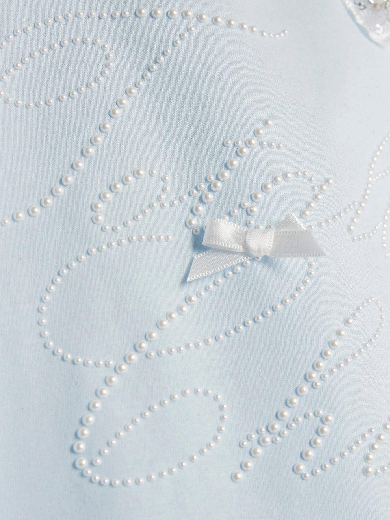  image of river-island-older-girls-pearl-bow-collar-t-shirt-blue