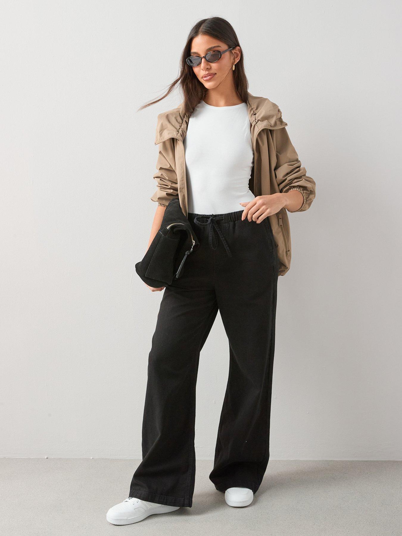 The Very Collection Drawcord Wide Leg Jeans - Black