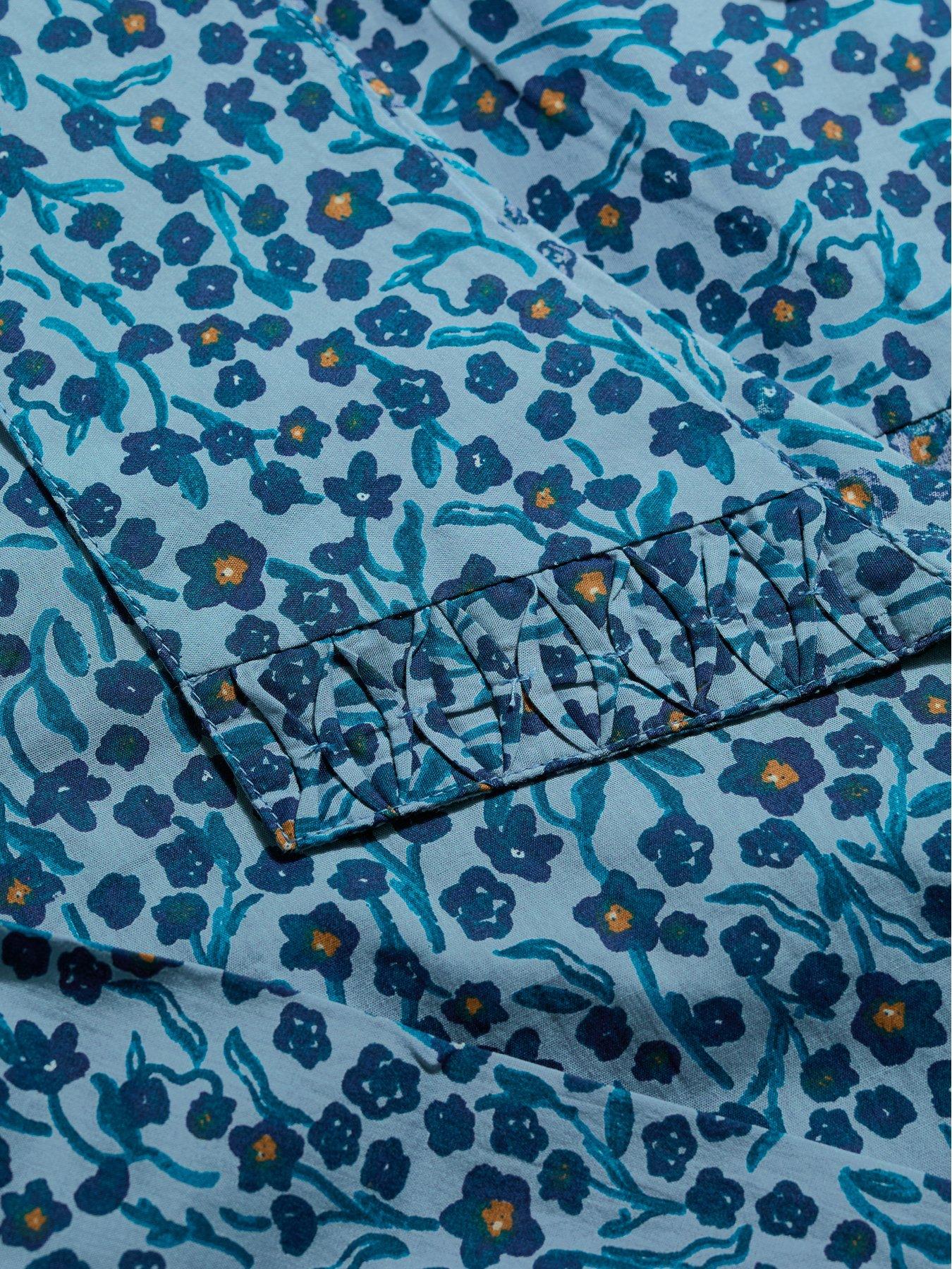  image of seasalt-cornwall-ysella-floral-print-top-blue