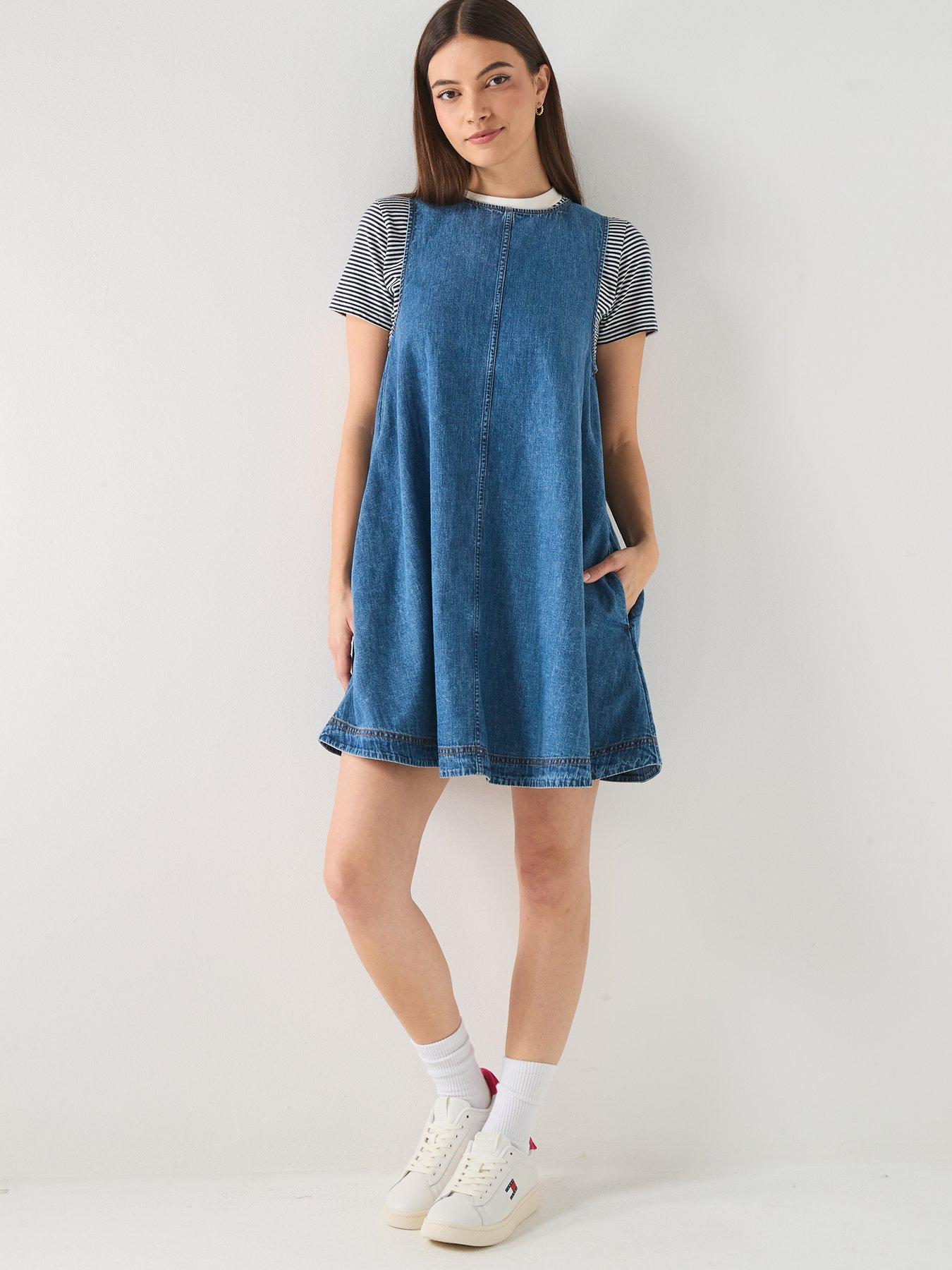 Image 3 of 6 of Tommy Jeans A-Line Chambray Dress - Denim Blue