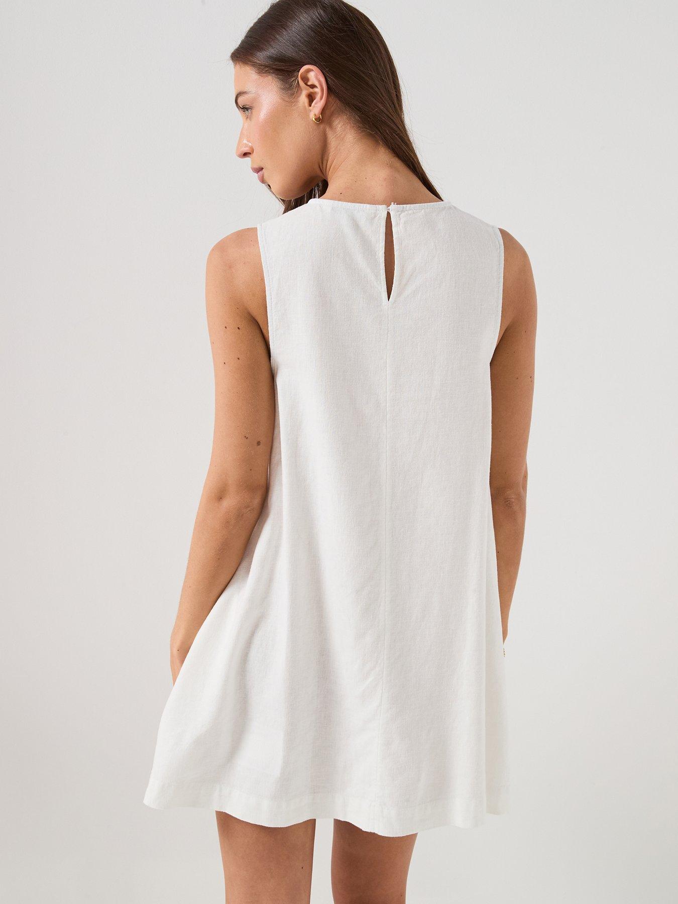 Image 2 of 6 of Tommy Jeans Linen A-line Dress - Cream