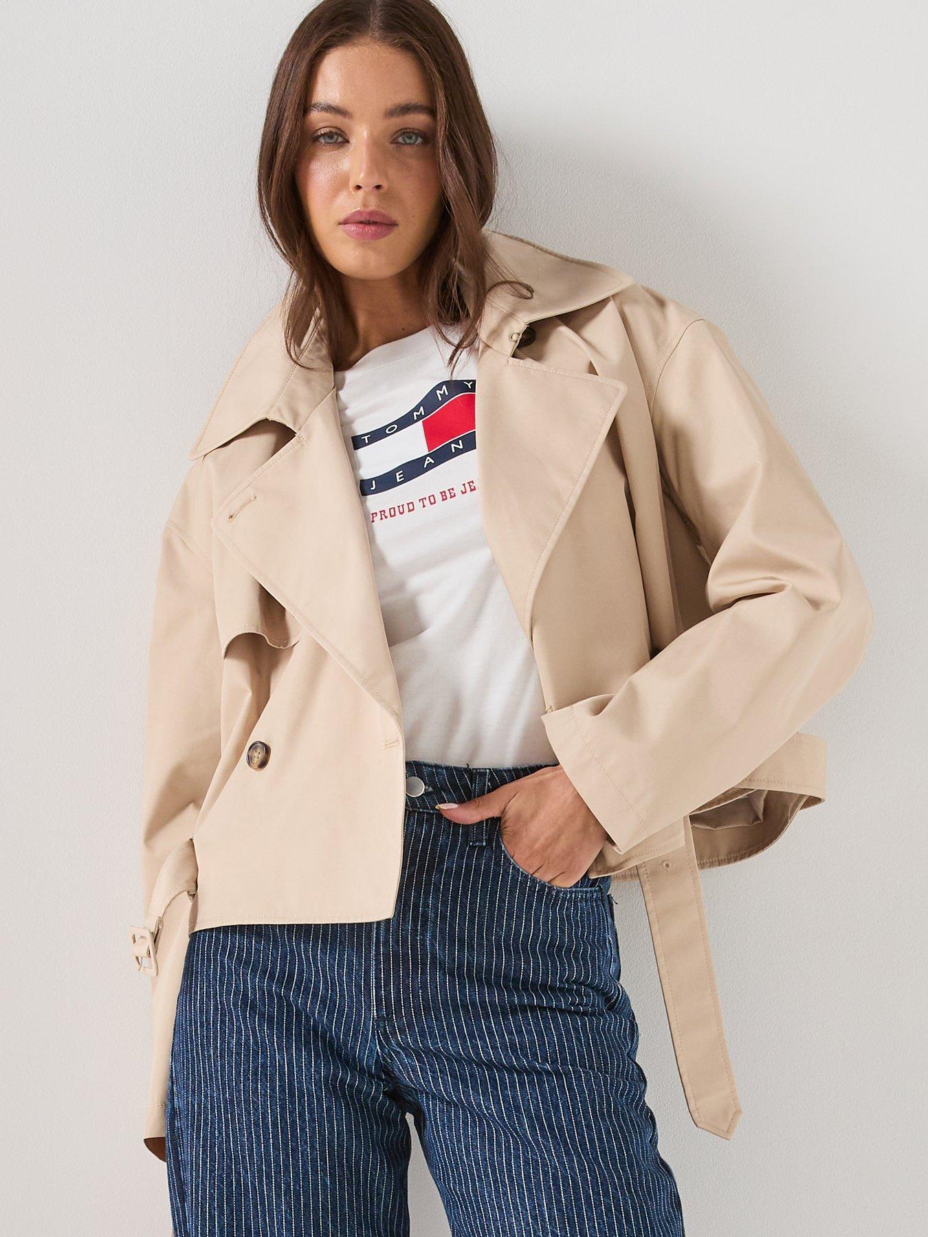 Image 1 of 6 of Tommy Jeans Short Trench Coat - White