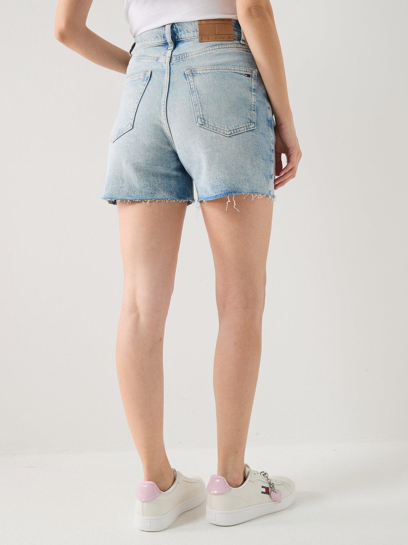 Image 2 of 5 of Tommy Jeans Straight Leg Mom Shorts - Light Denim - Blue