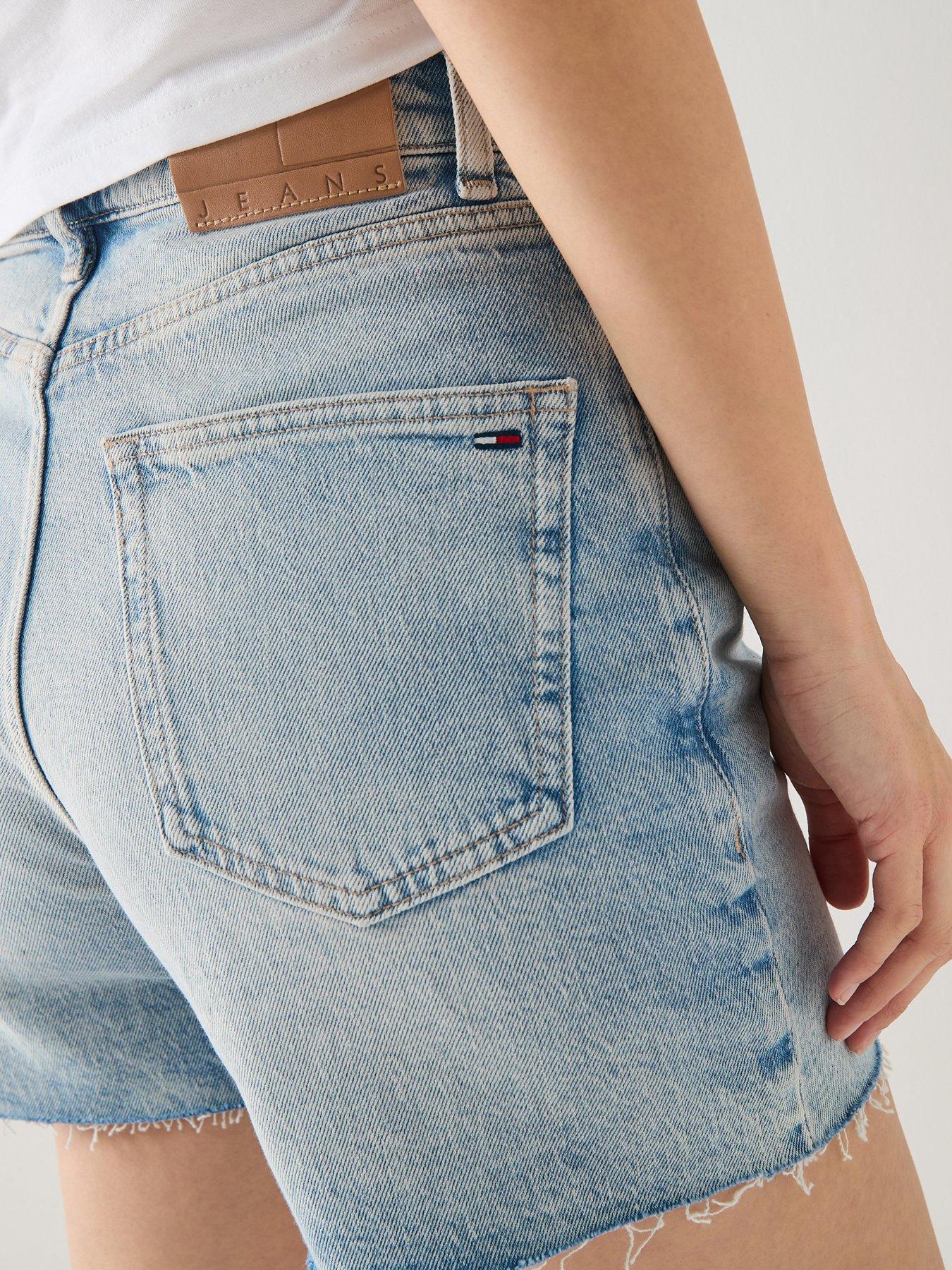 Image 5 of 5 of Tommy Jeans Straight Leg Mom Shorts - Light Denim - Blue