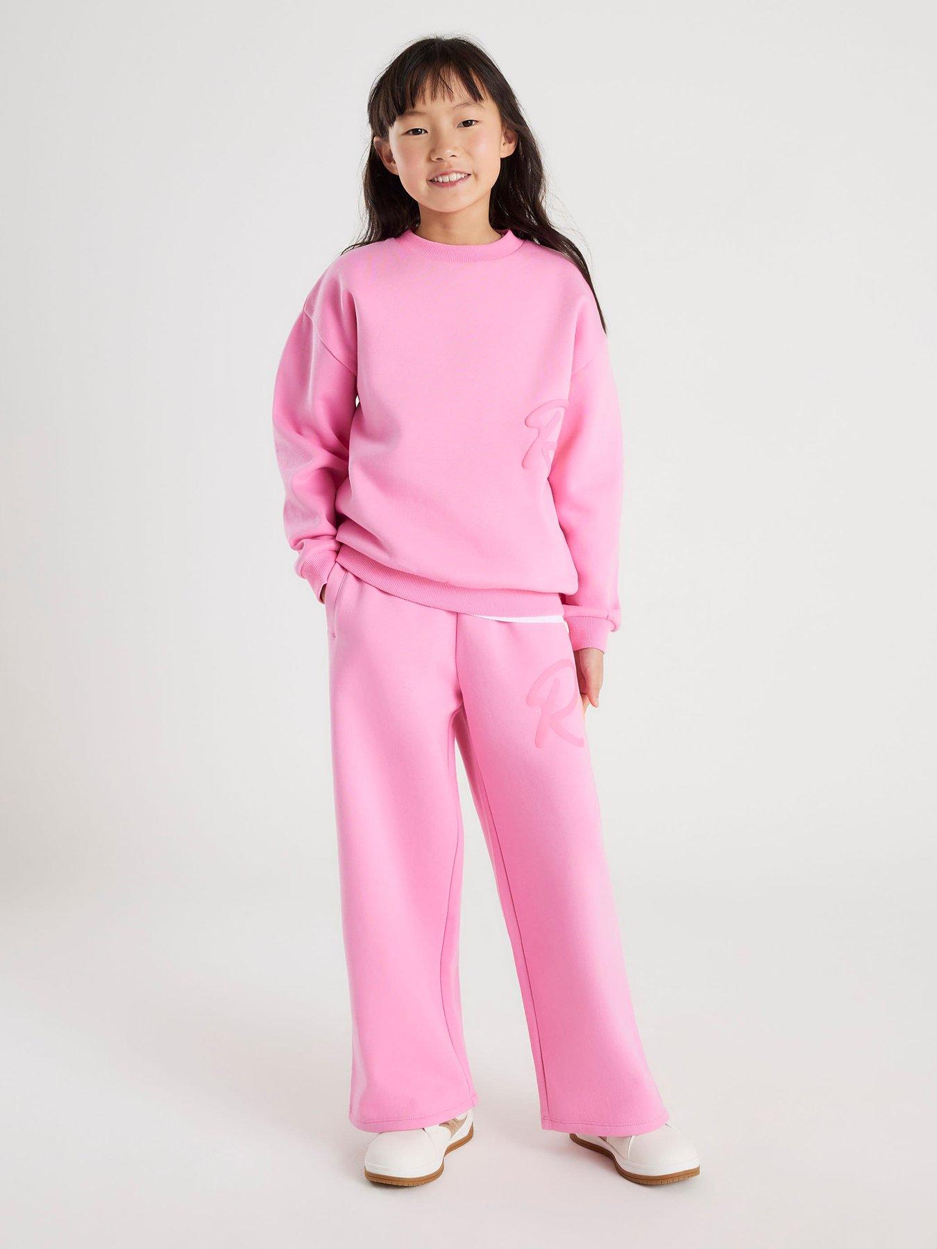 River Island Older Girls Branded Script Sweatshirt And Joggers Set - Pink