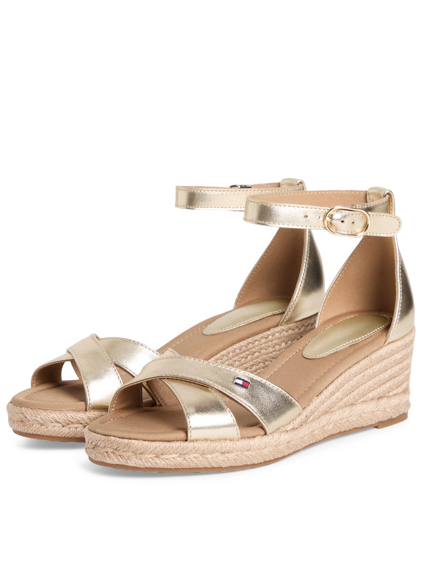 Image 1 of 6 of Tommy Hilfiger Mid Wedge Espad X Cross Gold
