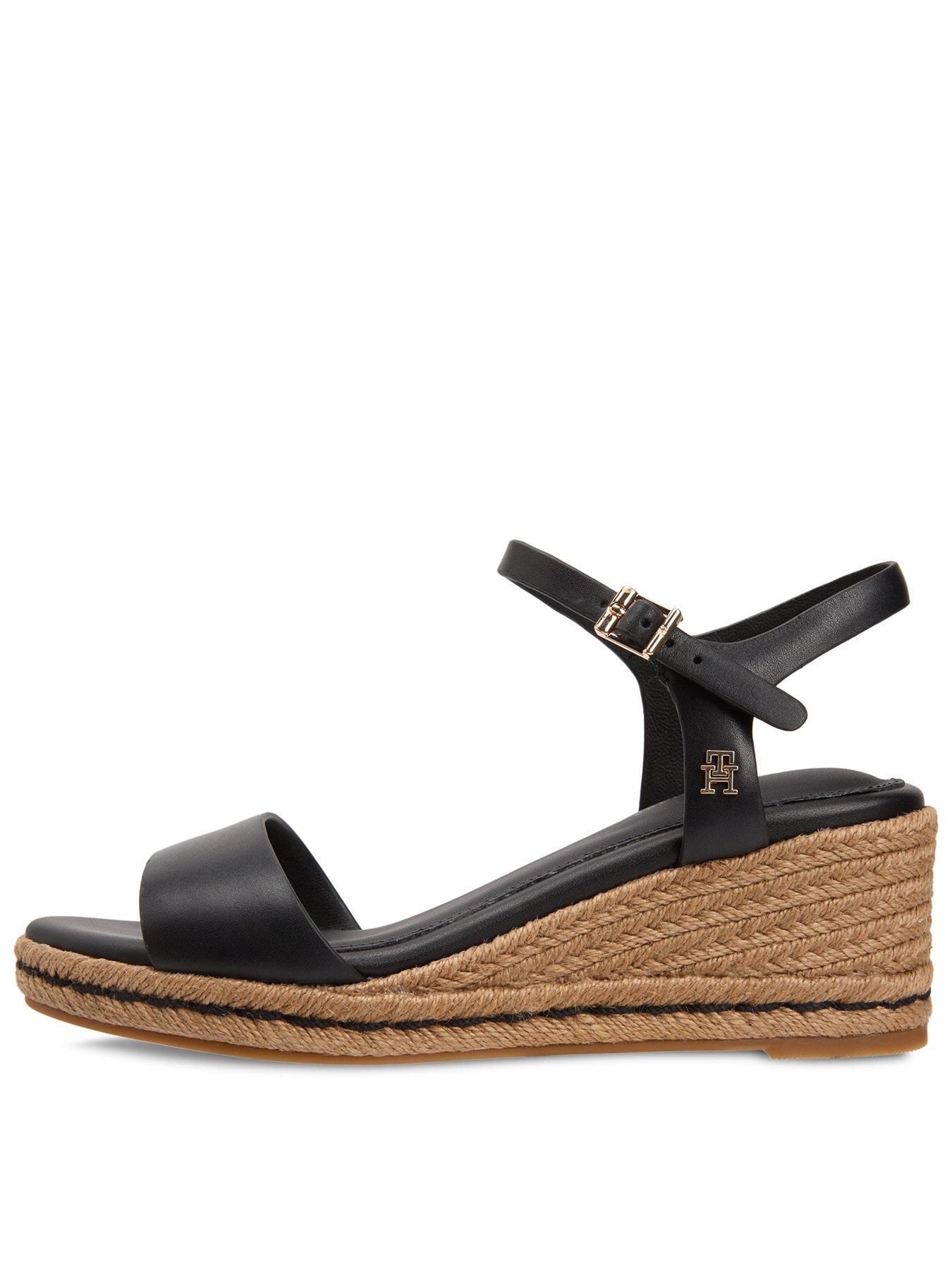 Tommy Hilfiger Mid Wedge Espad Leather - Black