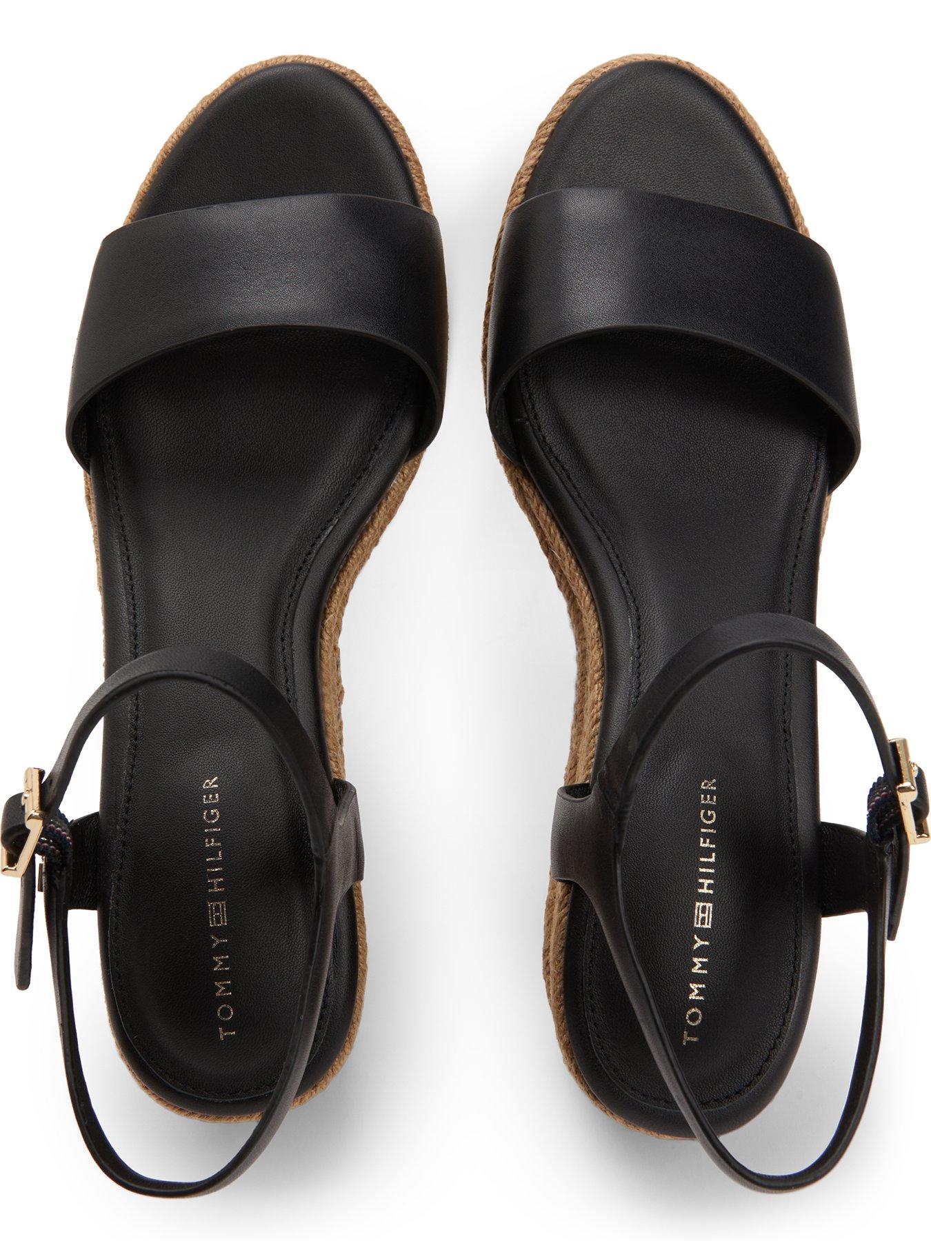  image of tommy-hilfiger-mid-wedge-espad-leather-black