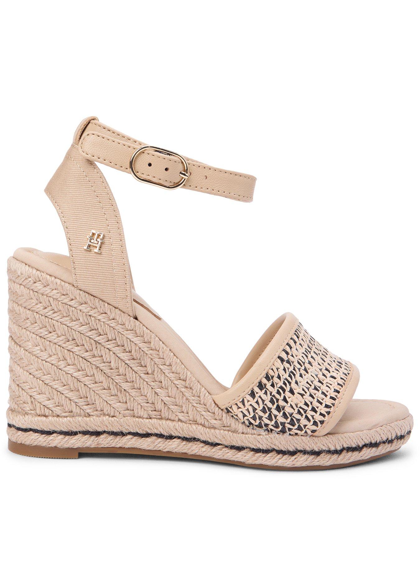 Tommy Hilfiger High Wedge Espadrille Raffia - Natural/Black