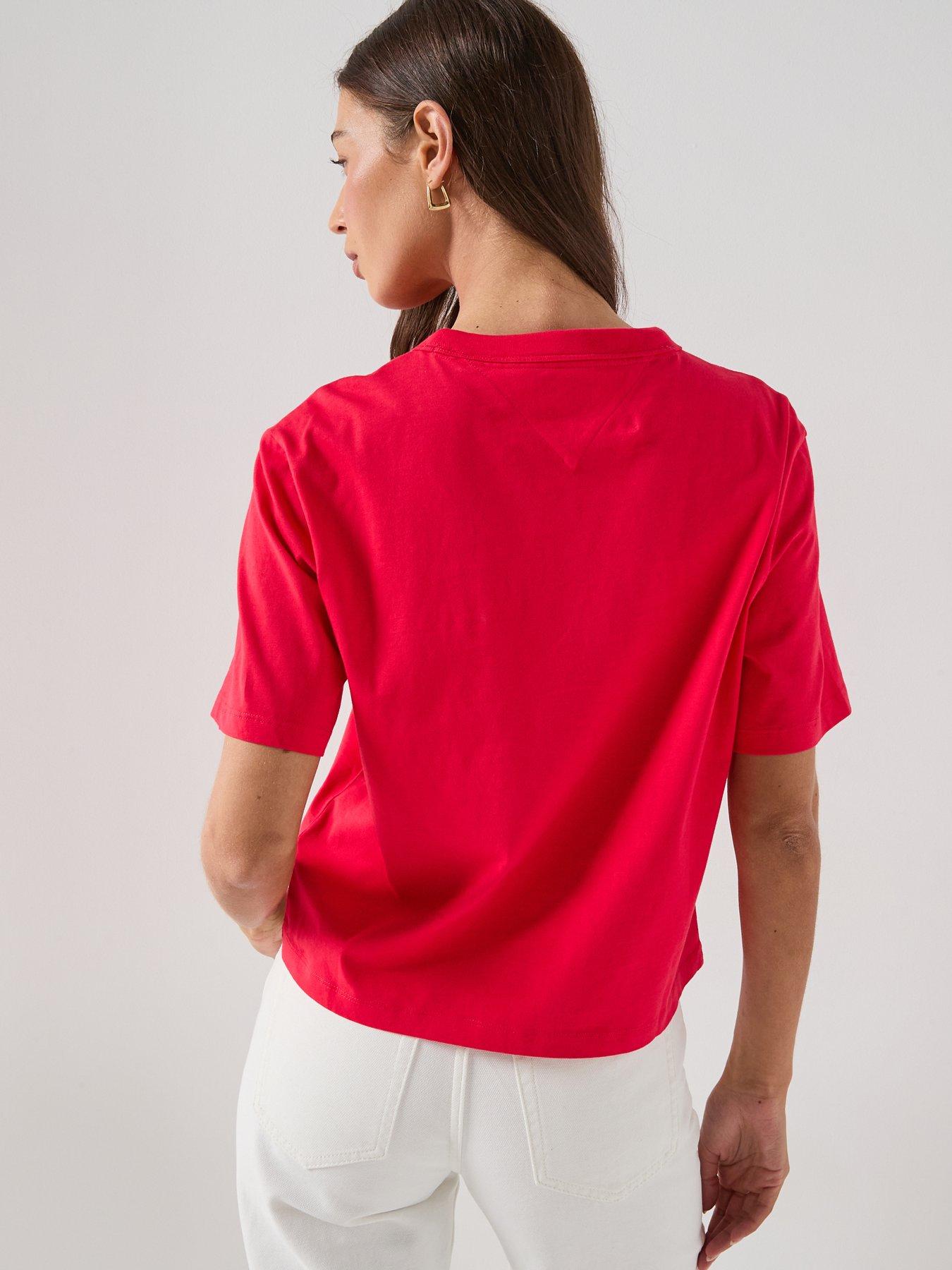 stillFront image of tommy-jeans-boxy-flag-t-shirt-red