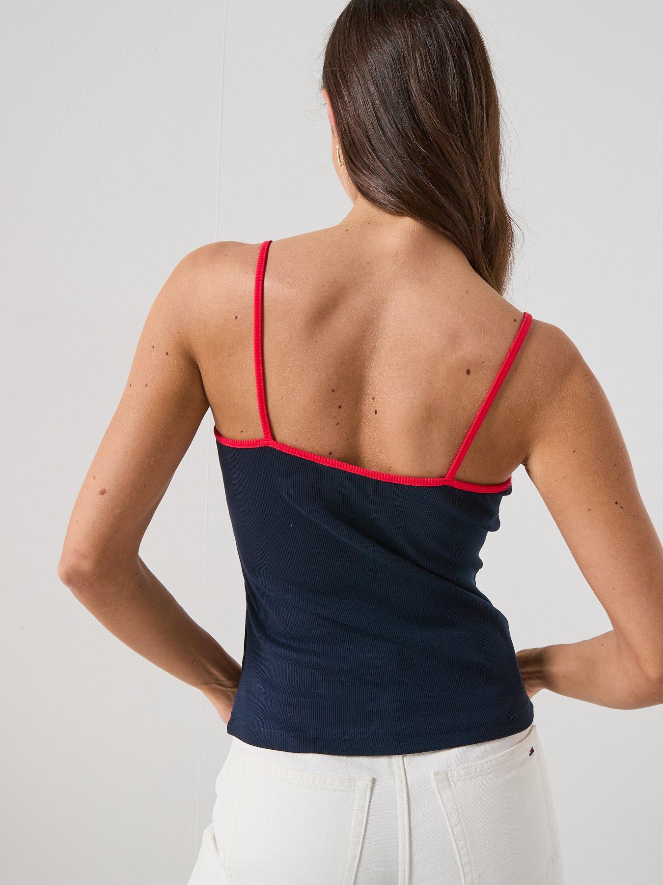 Image 2 of 6 of Tommy Jeans Slim Strap Badge Top - Navy