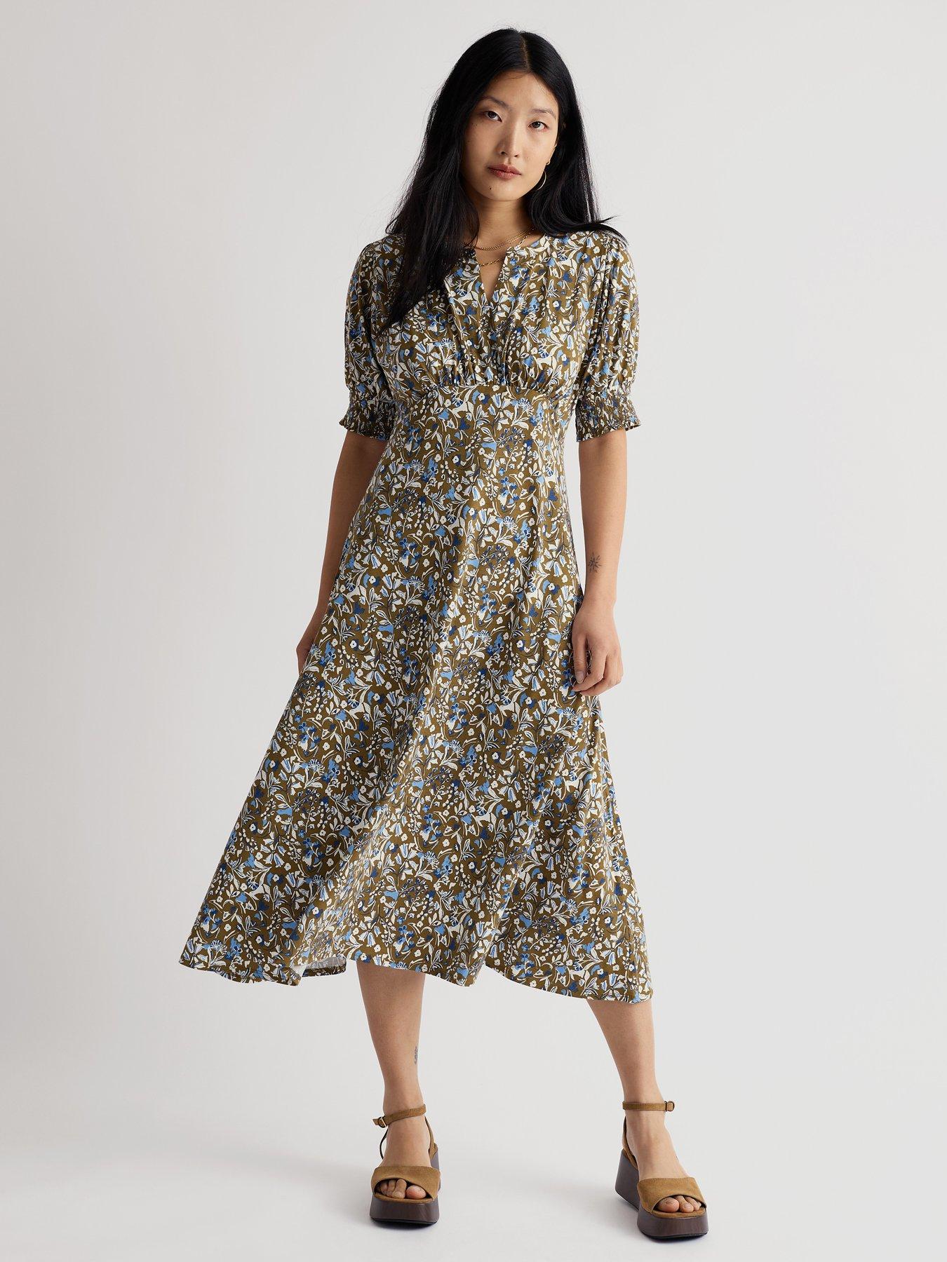 Seasalt Cornwall Fenil Empire Line Midi Dress - Green