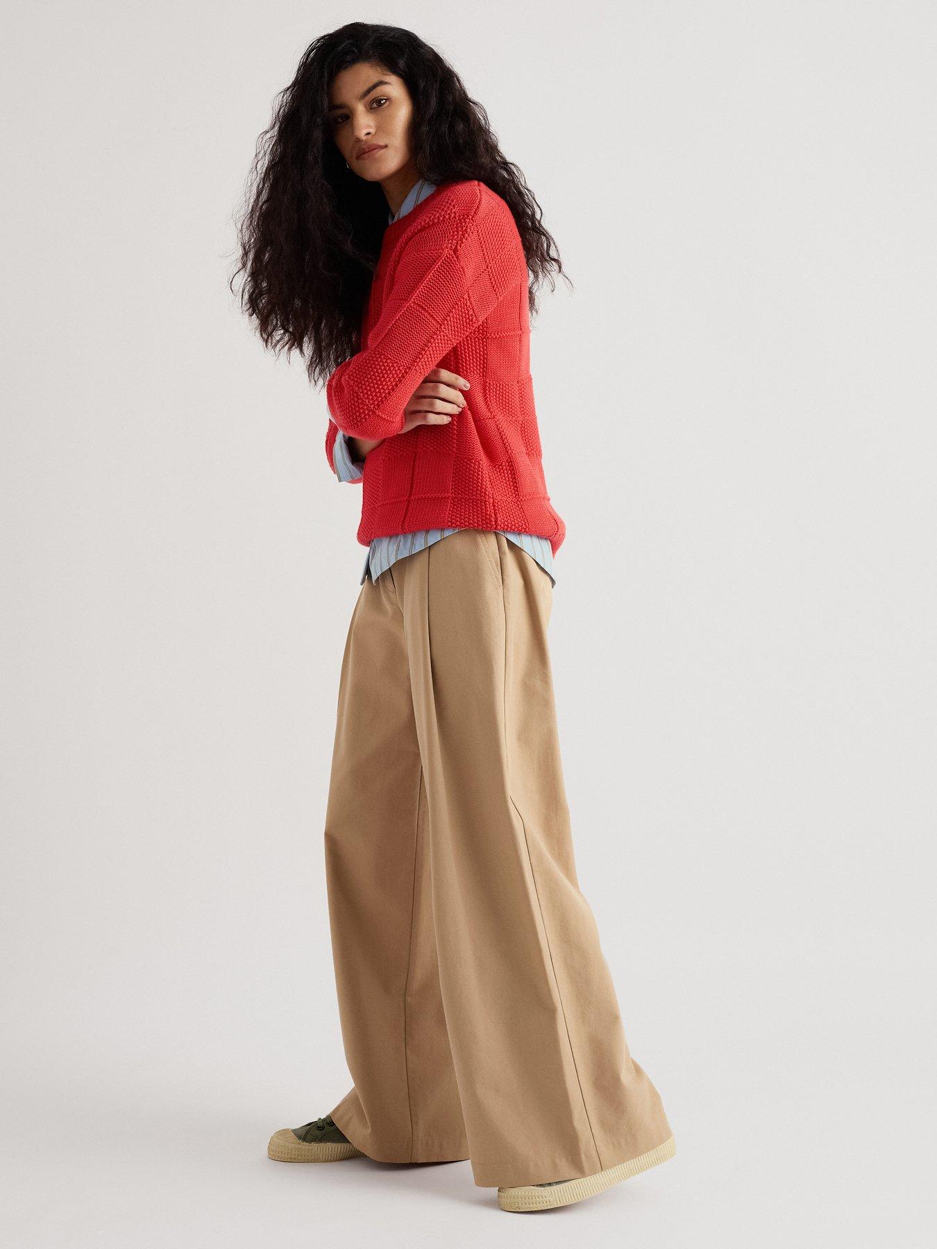  image of seasalt-cornwall-hedge-rock-mixed-stitch-crew-neck-jumper-cayenne