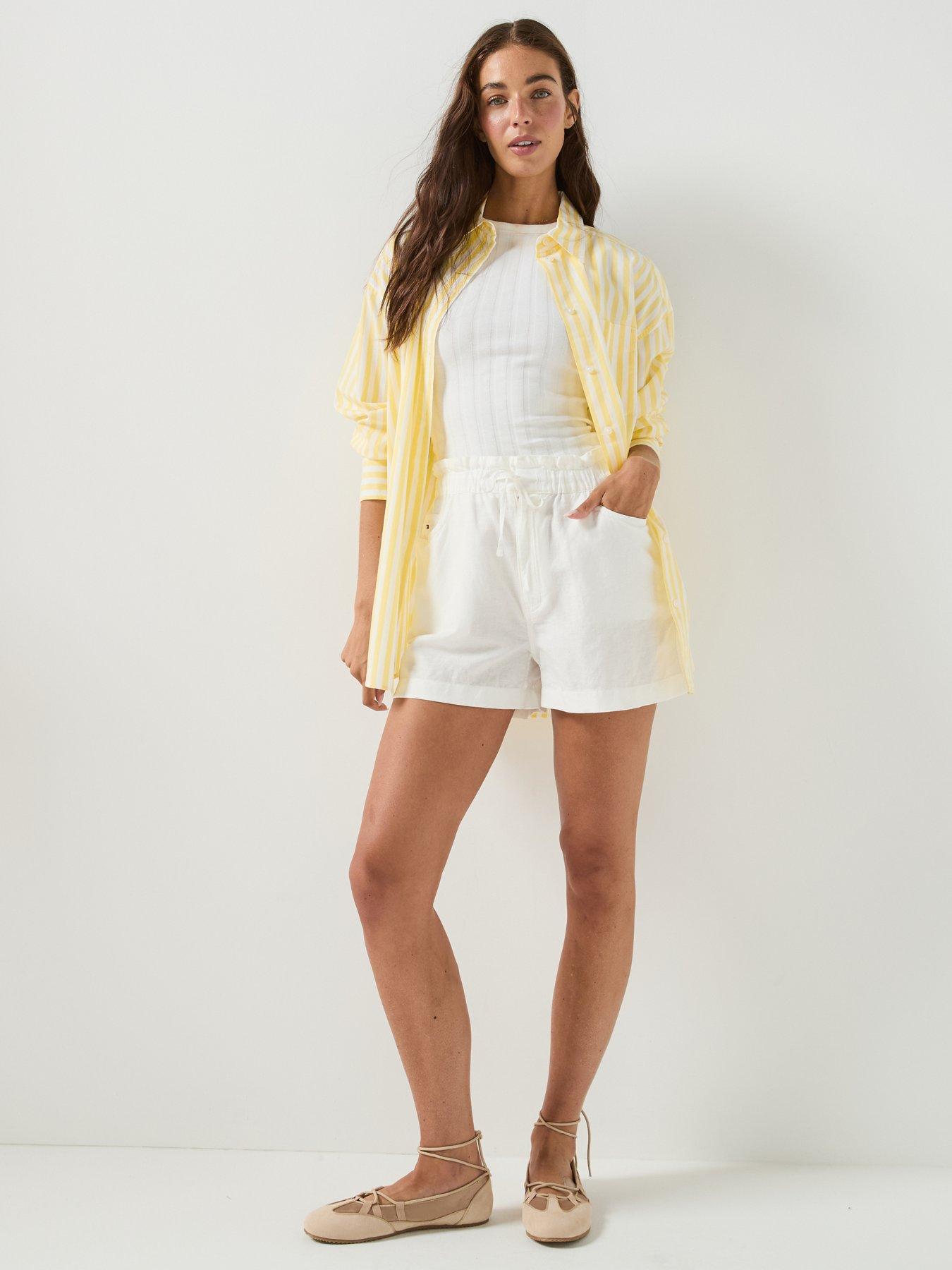 Image 4 of 4 of Tommy Jeans Essential Linen Shorts - White