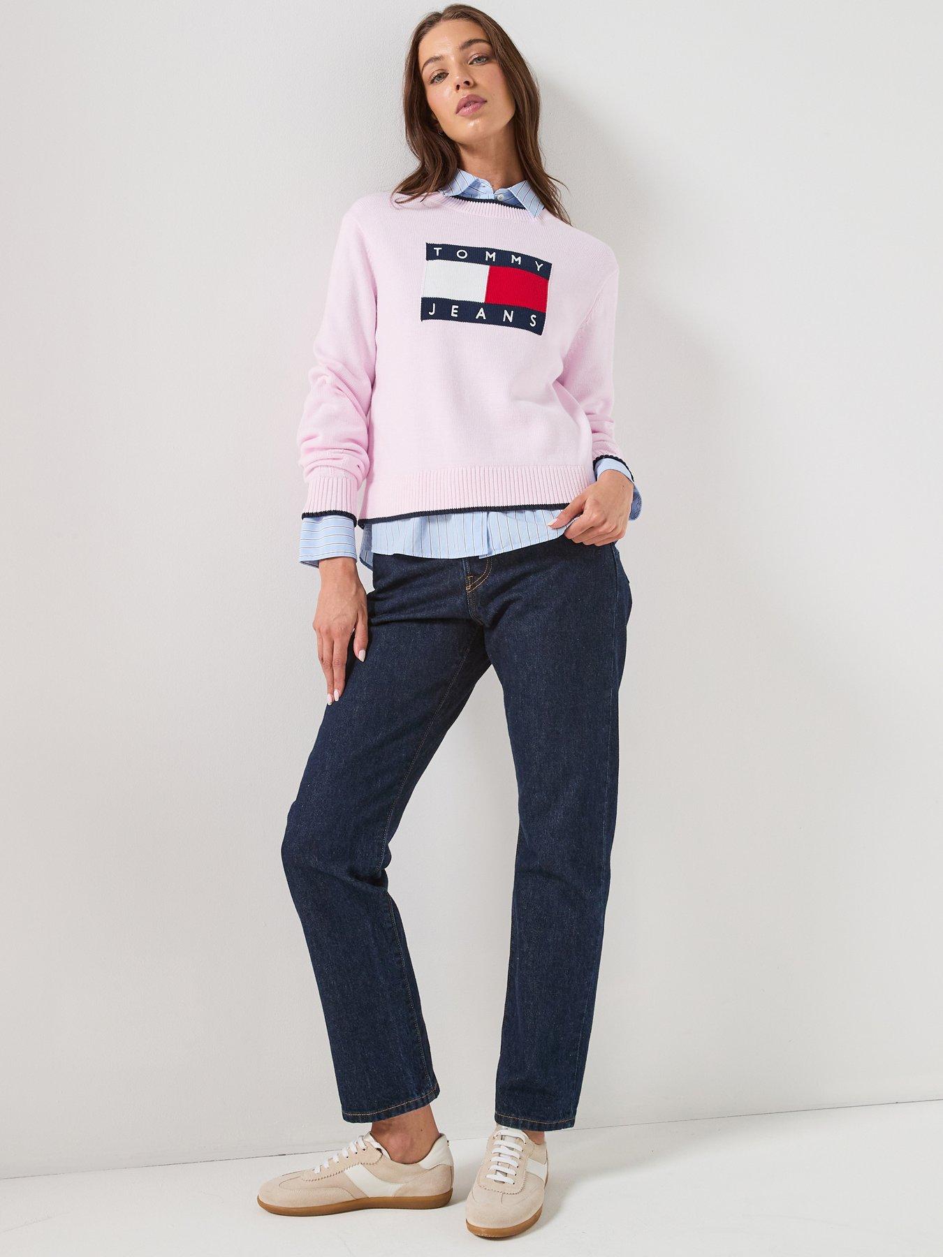  image of tommy-jeans-flag-sweater-pink