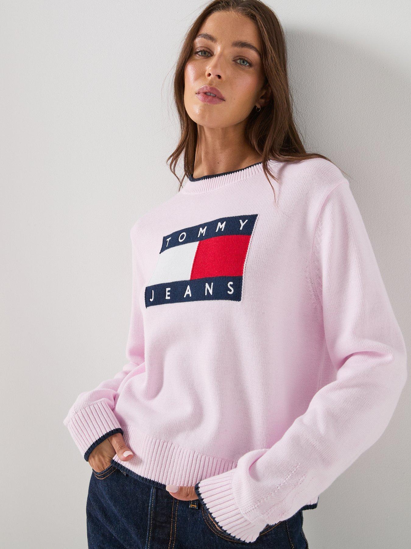  image of tommy-jeans-flag-sweater-pink