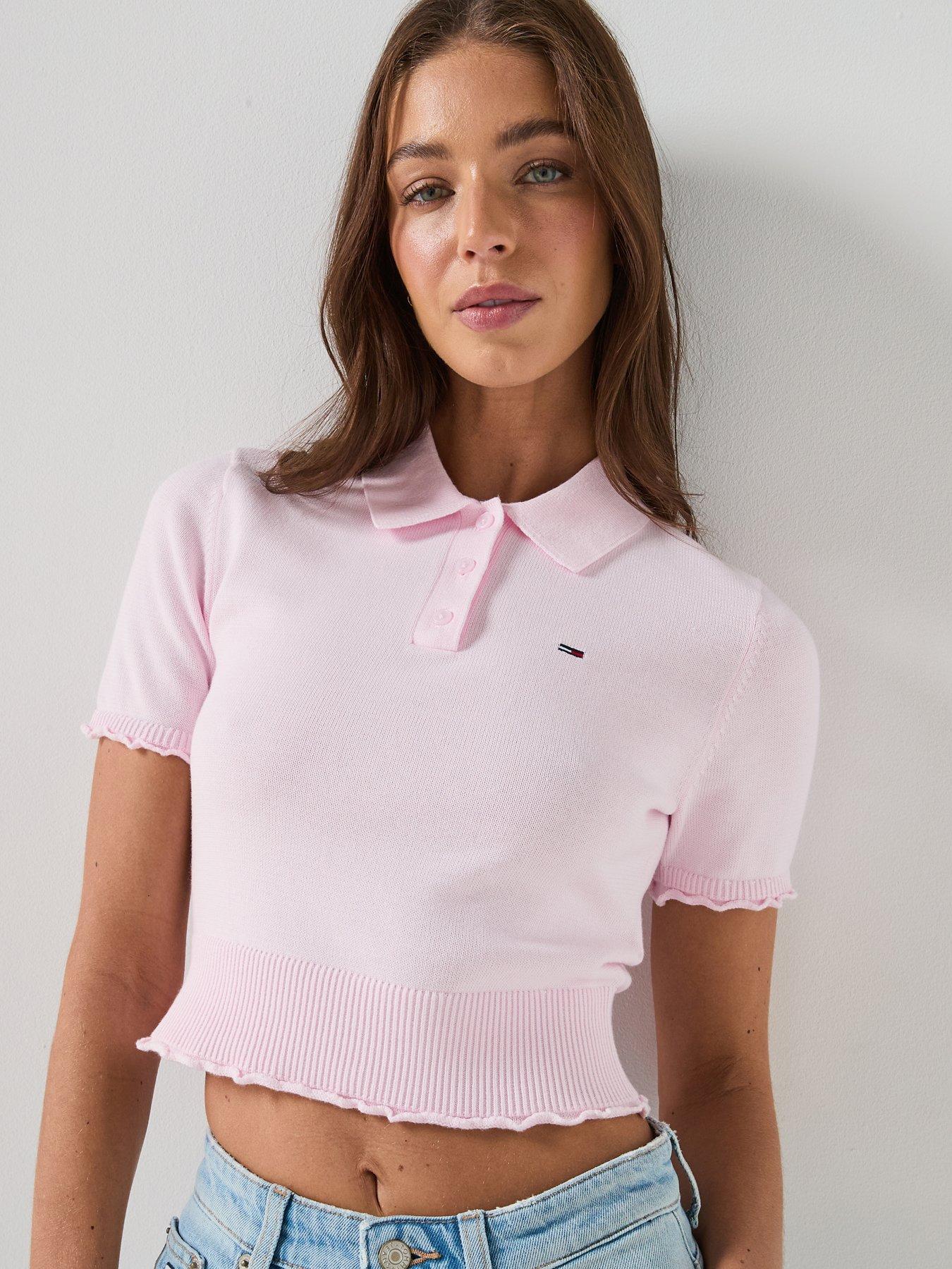 Tommy Jeans Short Sleeve Polo Sweater - Pink