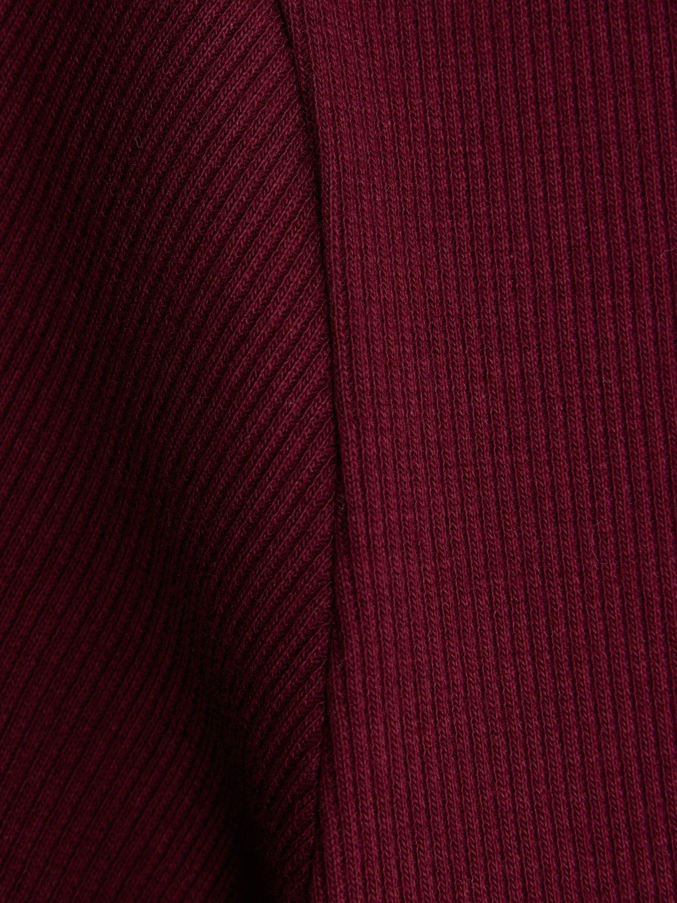 Image 4 of 4 of River Island Older Girls Ribbed Diamante Bow T-Shirt - Dark Red