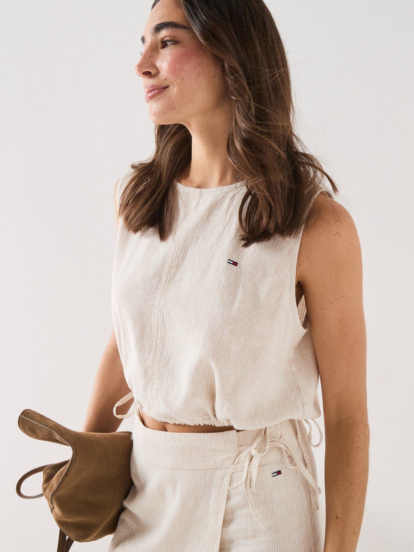 Image 5 of 6 of Tommy Jeans Linen Blouse - White