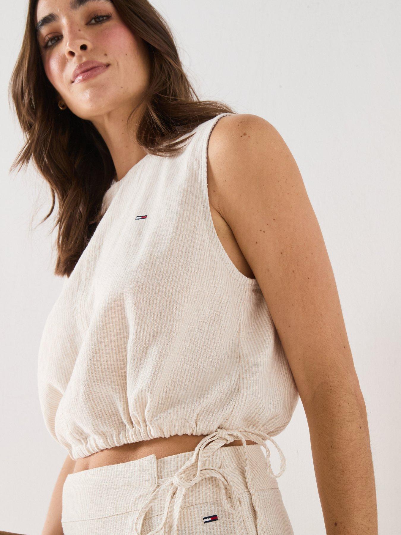 Image 6 of 6 of Tommy Jeans Linen Blouse - White
