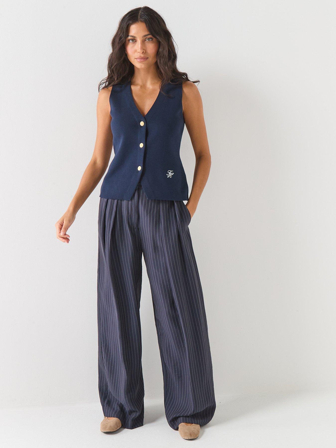 Image 5 of 6 of Tommy Hilfiger V Neck Button Through Vest - Navy