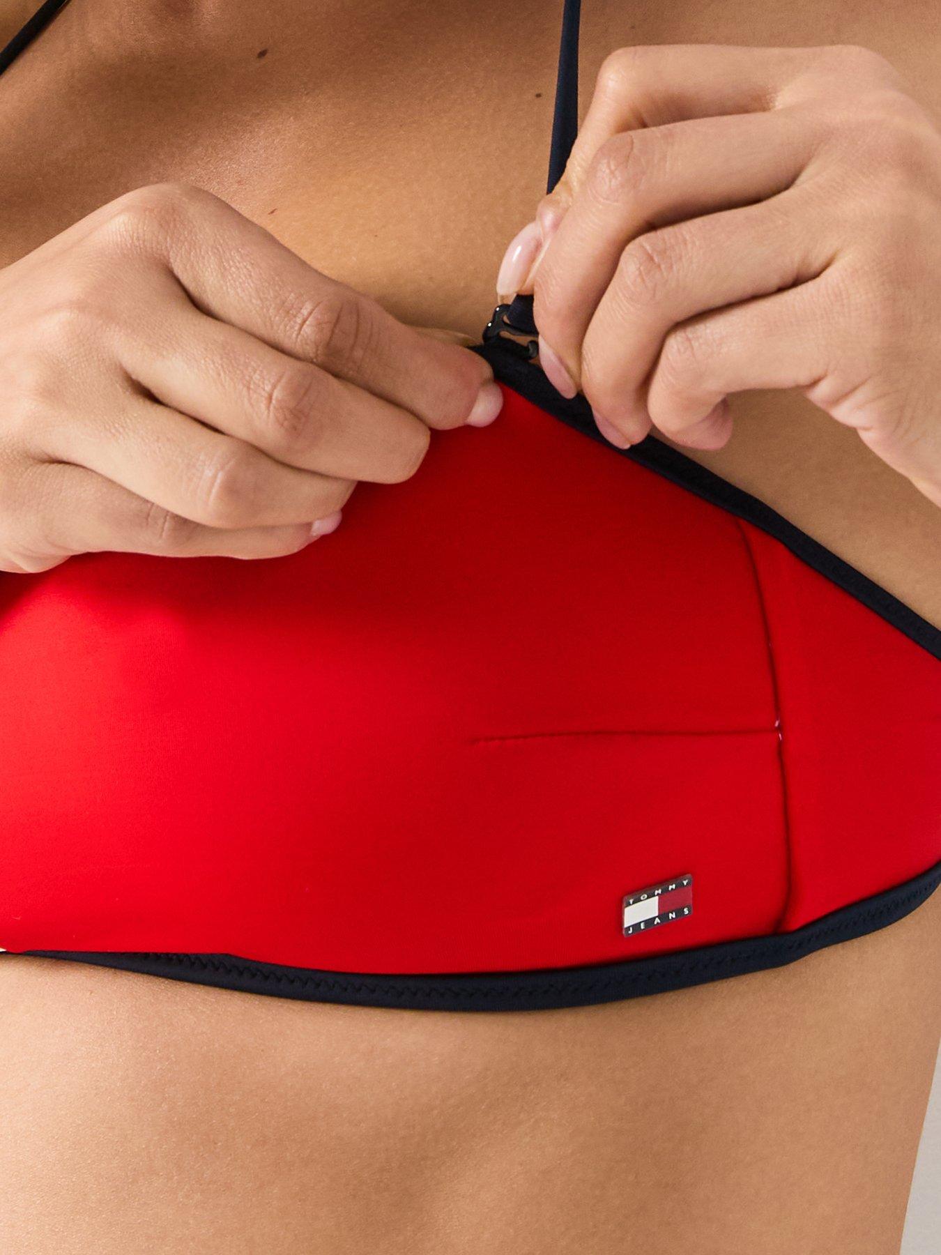  image of tommy-hilfiger-bandeau-bikini-redwhite