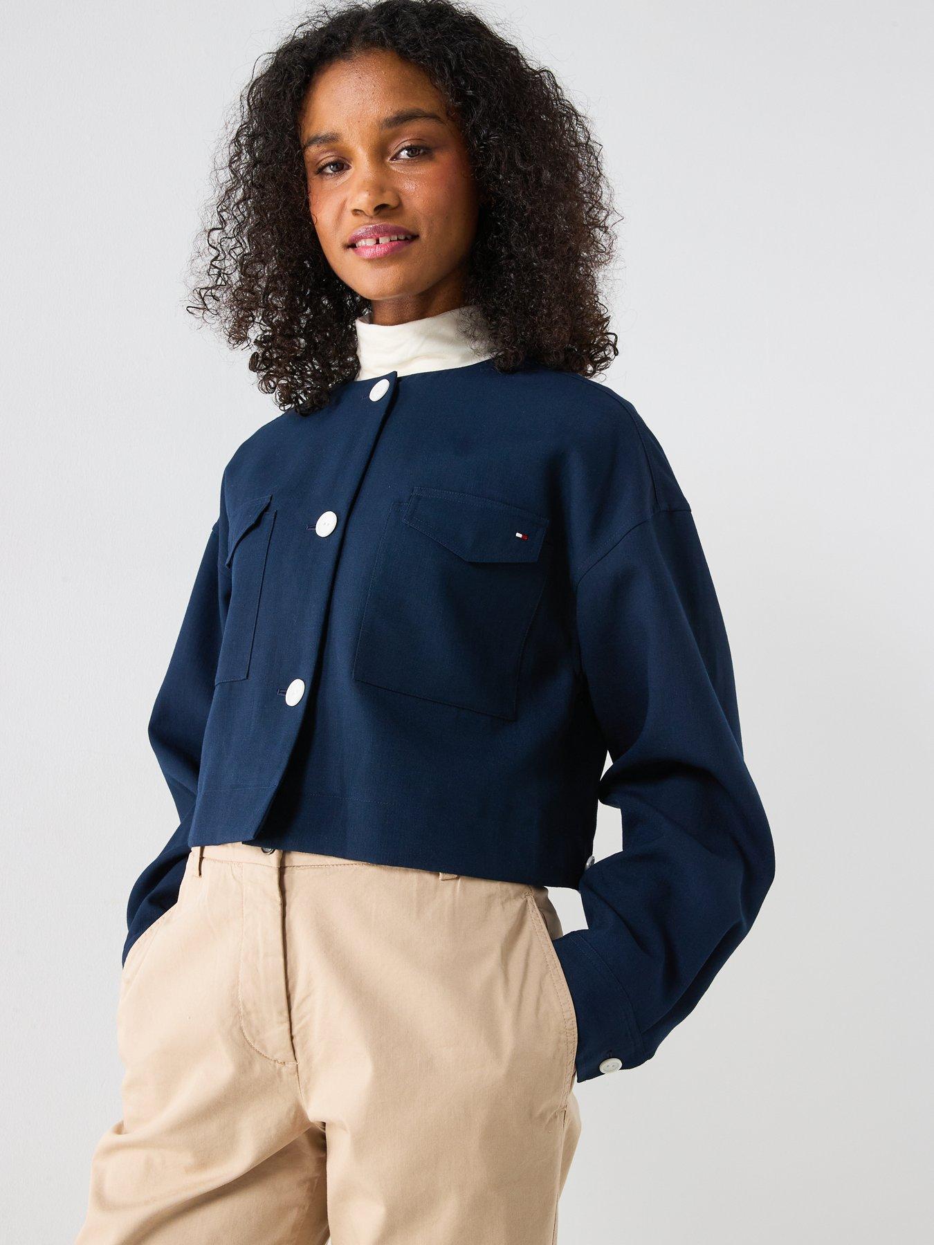 Image 3 of 6 of Tommy Hilfiger Tailored Utility Cropped Jacket - Navy